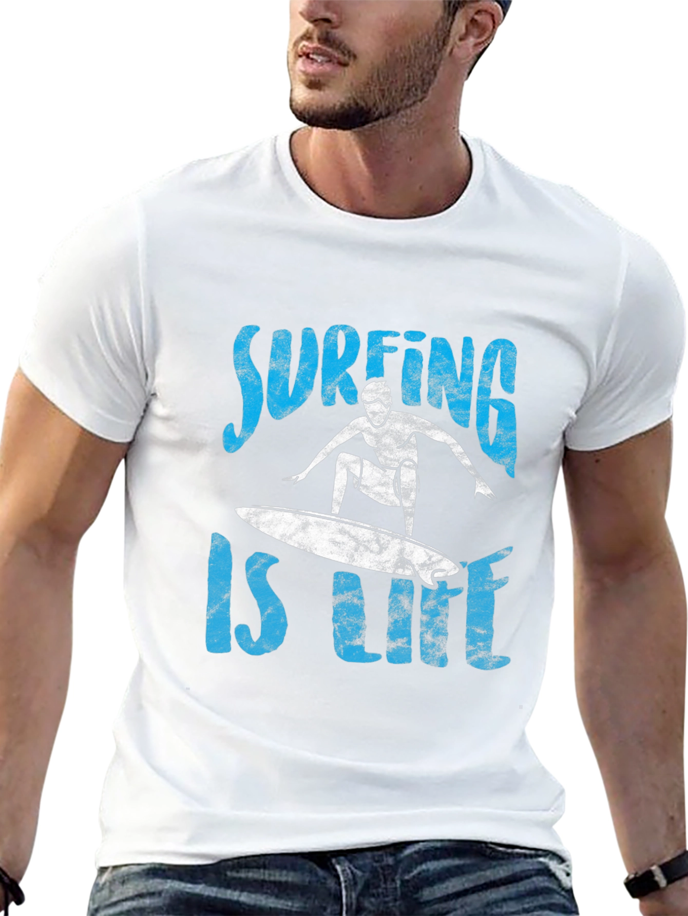 Surfing is Life Mens Graphic Tee - Black