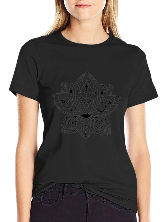 Geometric Lotus T-Shirt - Black