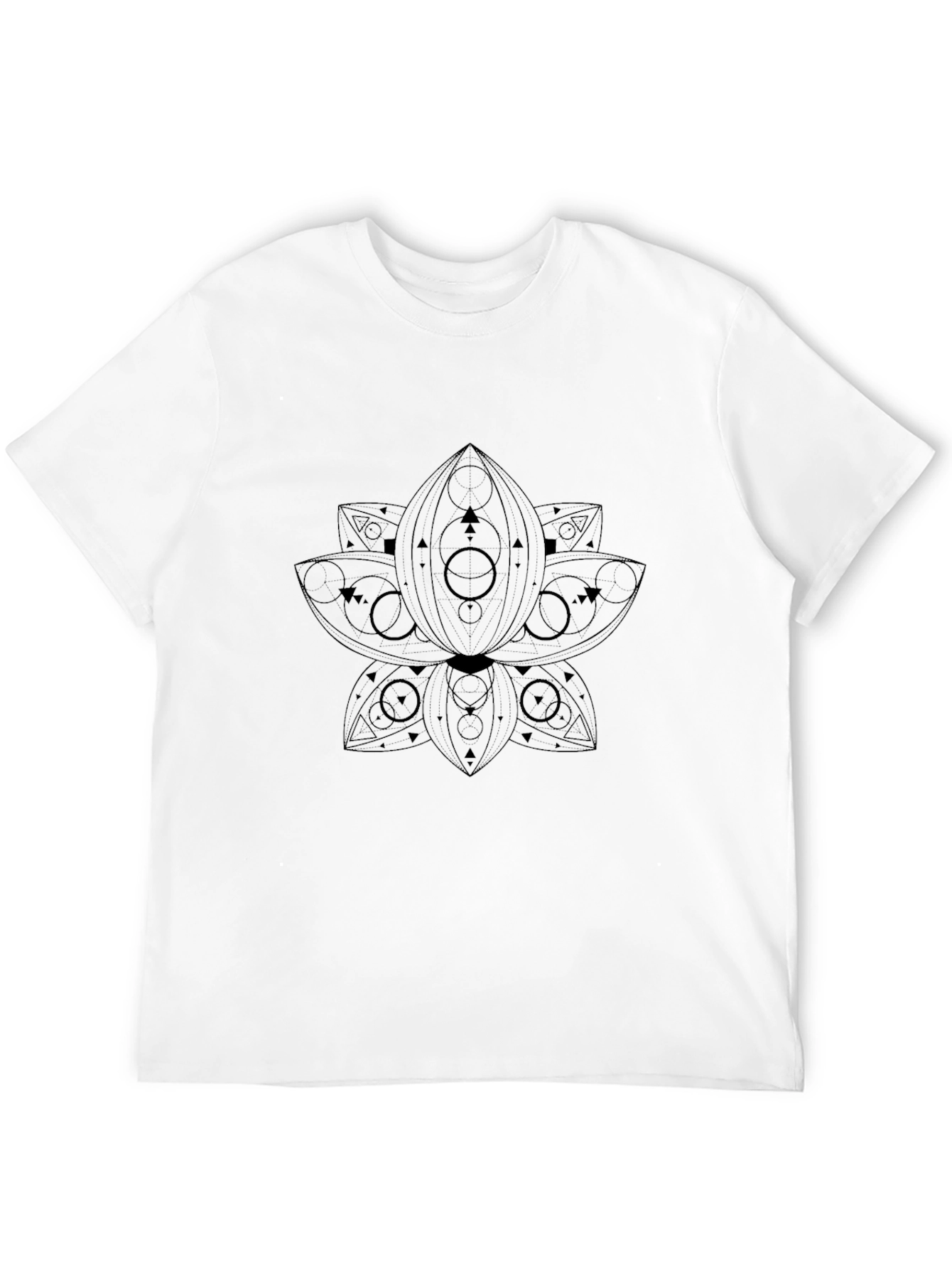Geometric Lotus T-Shirt - Black