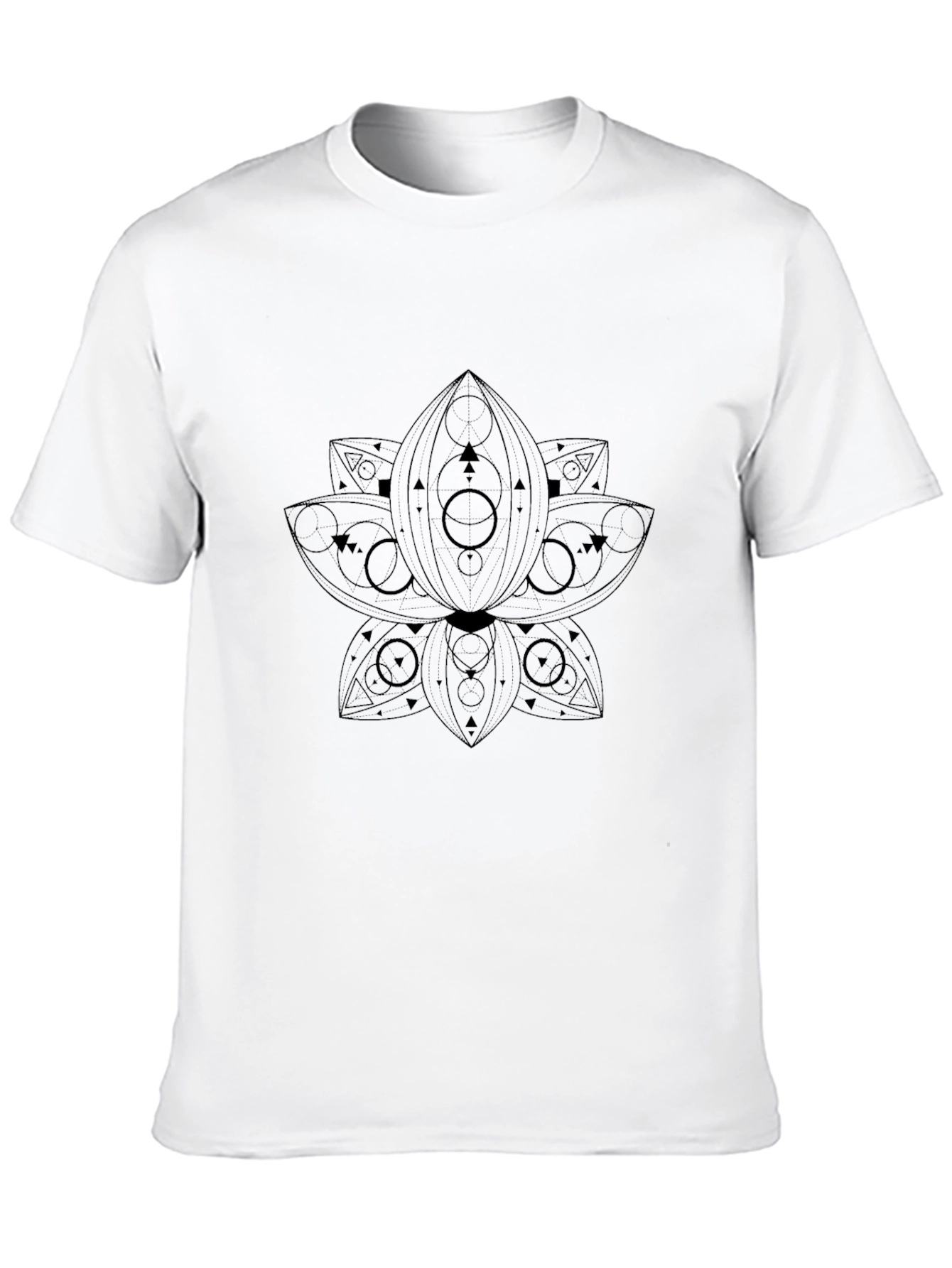 Geometric Lotus T-Shirt - Black