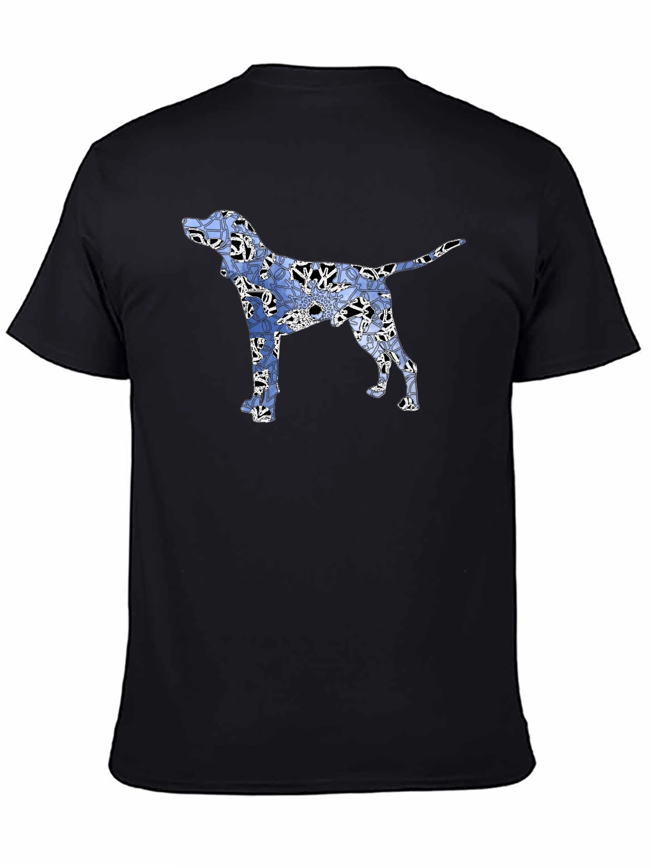 Dog Floral Print Black T-Shirt