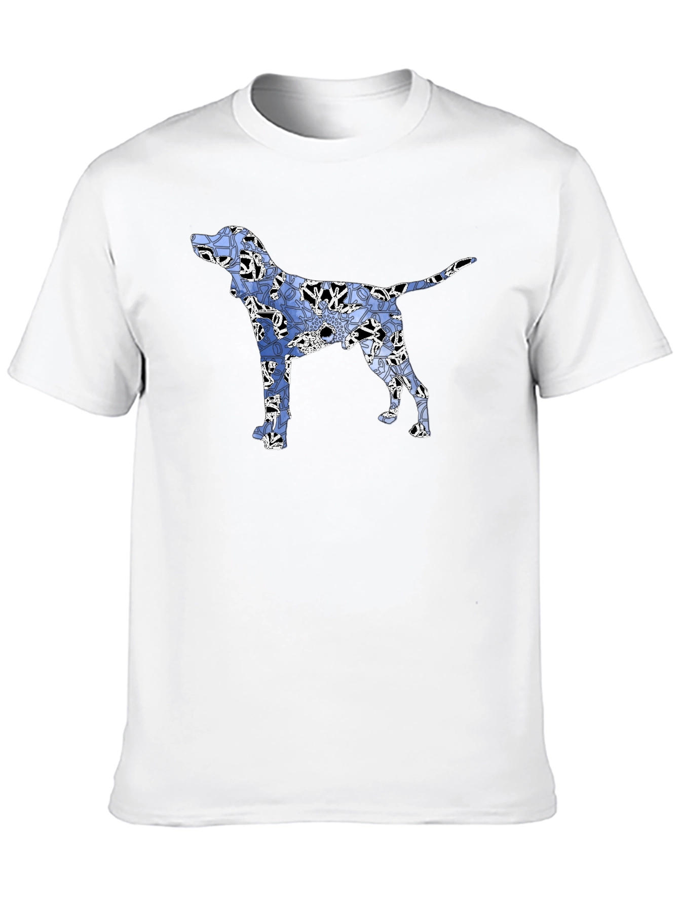Dog Floral Print Black T-Shirt
