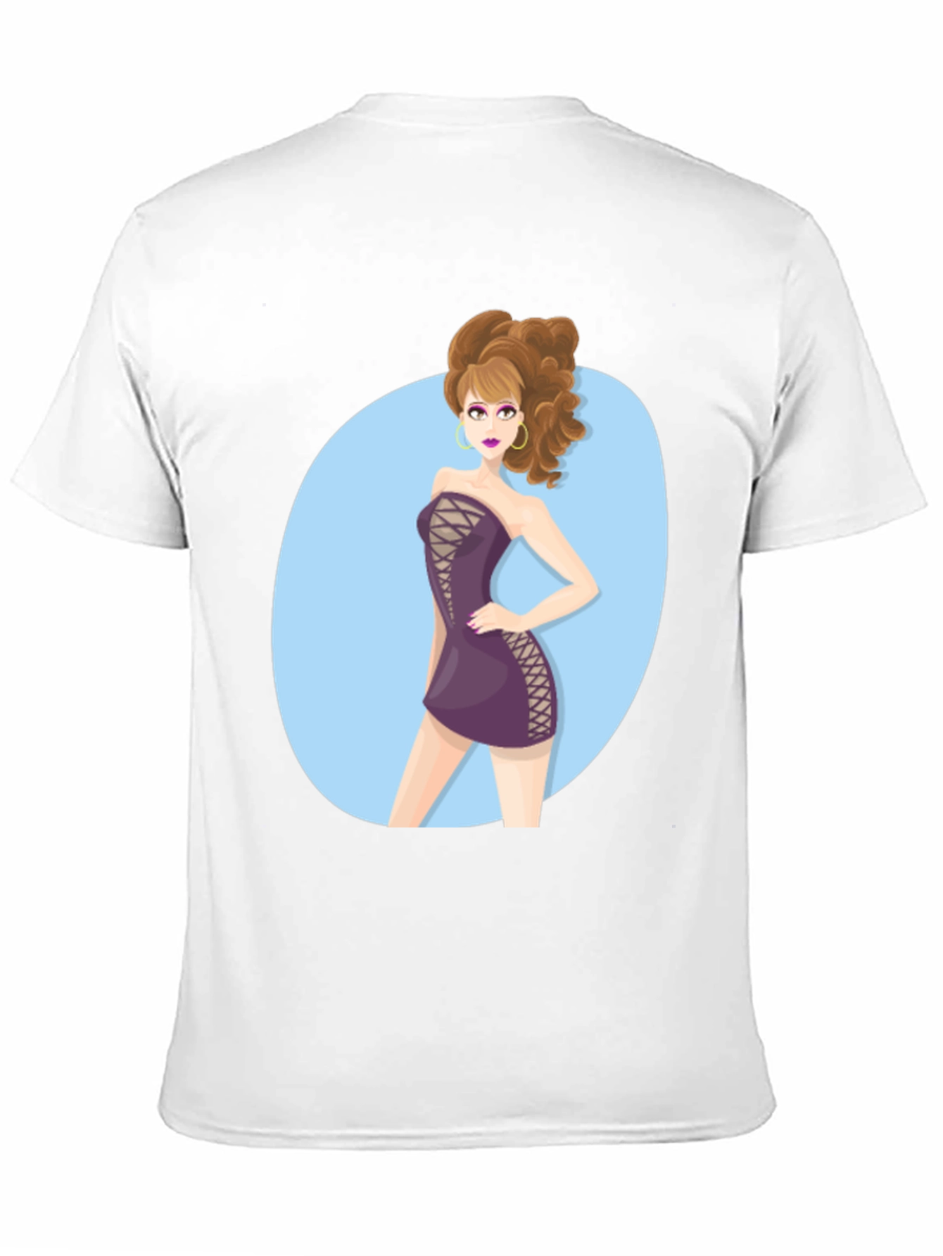 Cartoon Woman Graphic Black Tee Shirt