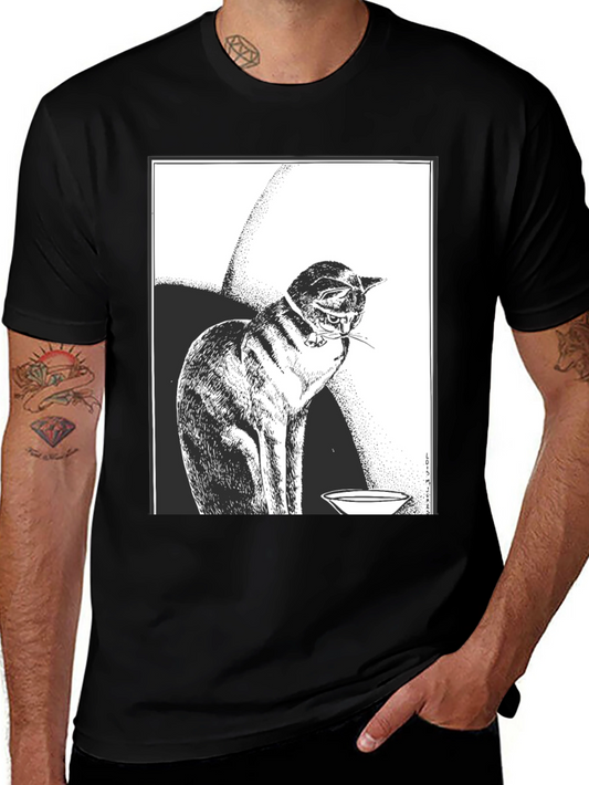 Cat Graphic Tee - Black