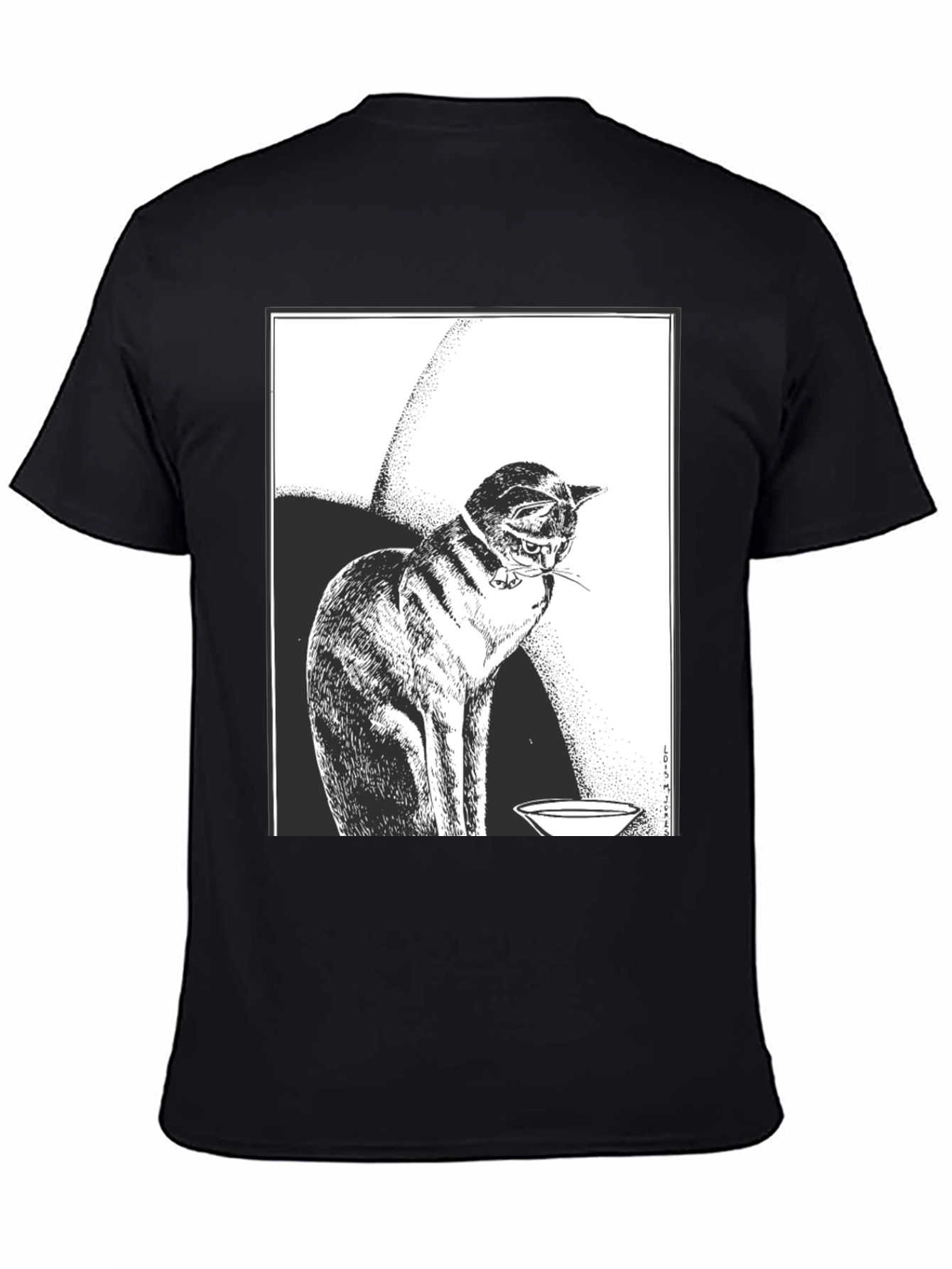 Cat Graphic Tee - Black