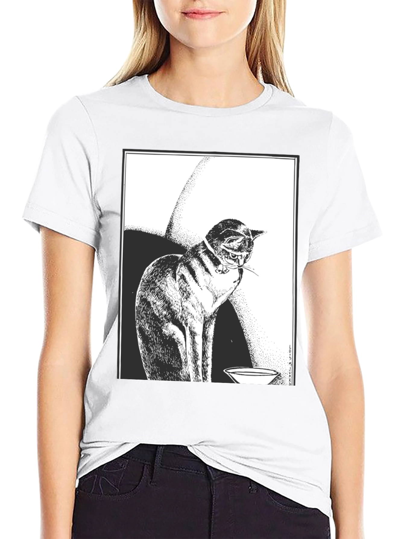 Cat Graphic Tee - Black