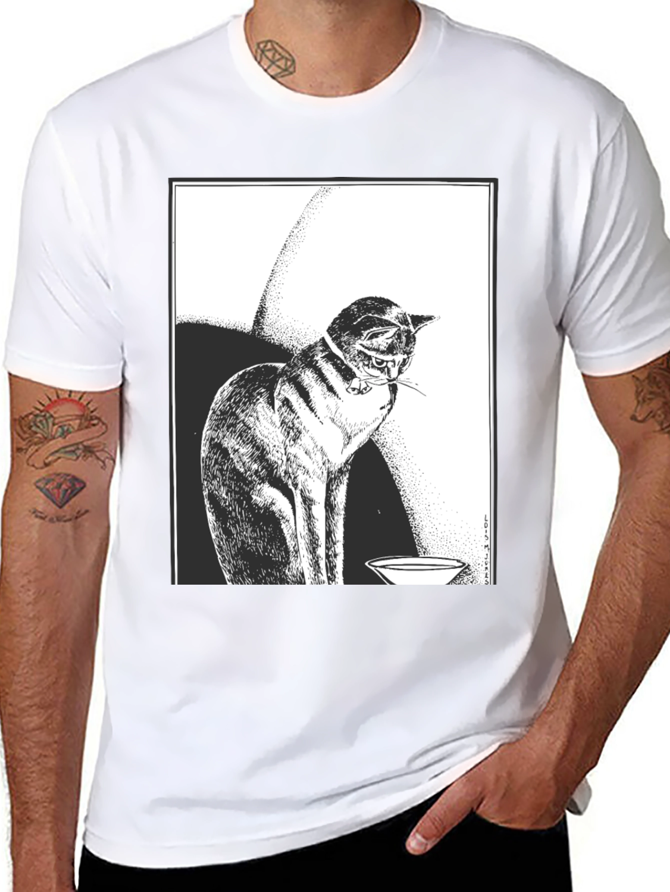 Cat Graphic Tee - Black
