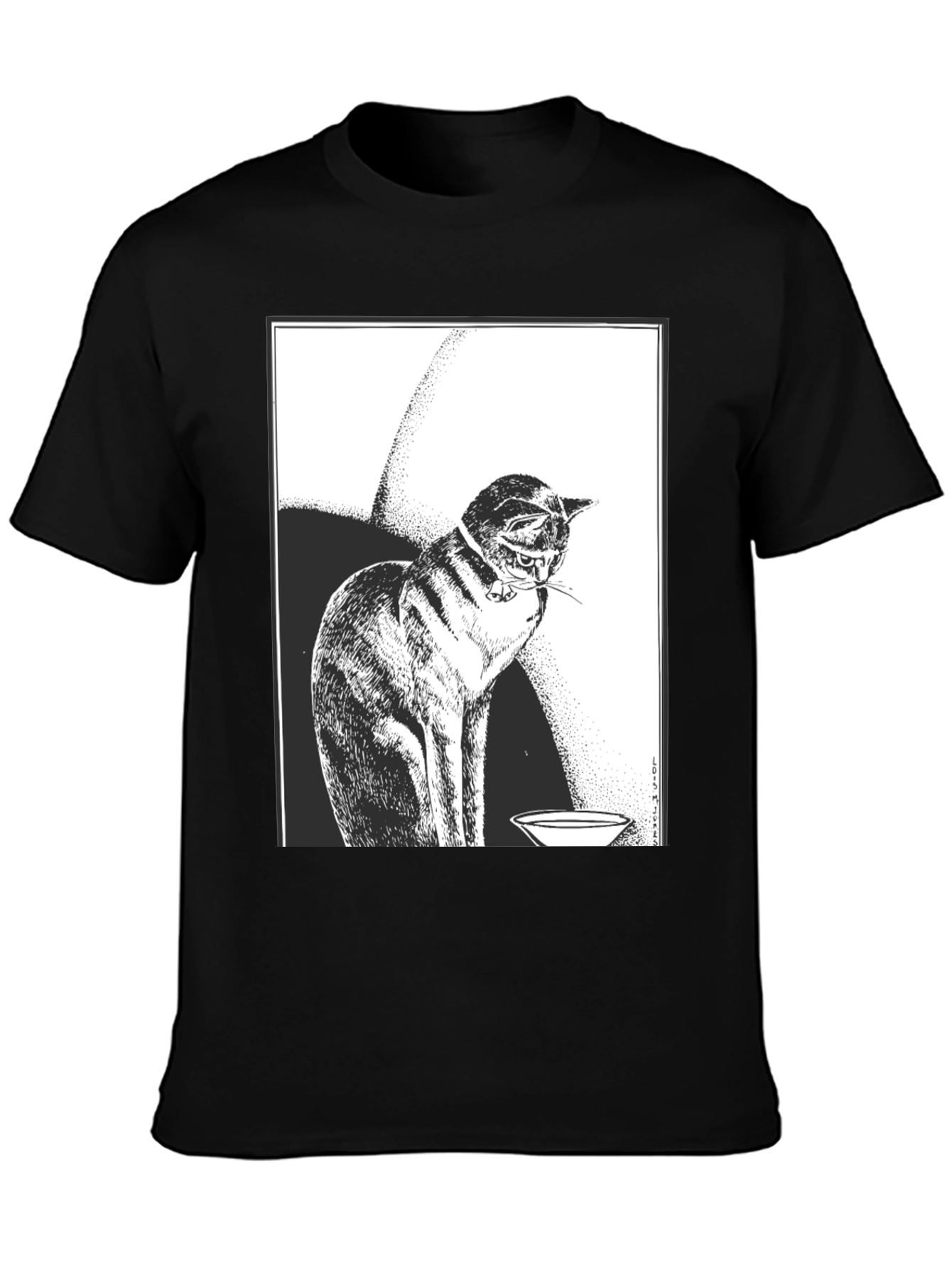 Cat Graphic Tee - Black