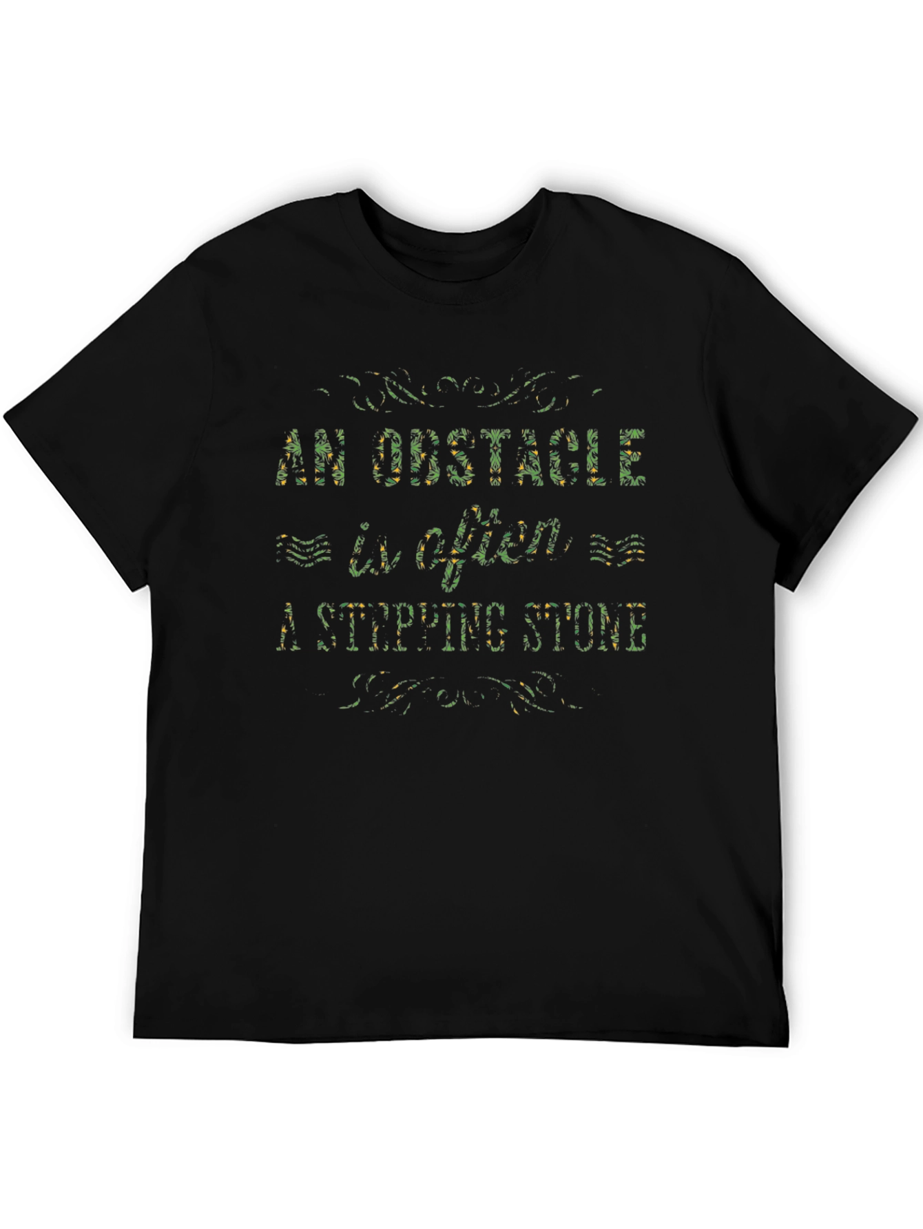 Obstacle Stepping Stone Graphic Tee - Black Cotton
