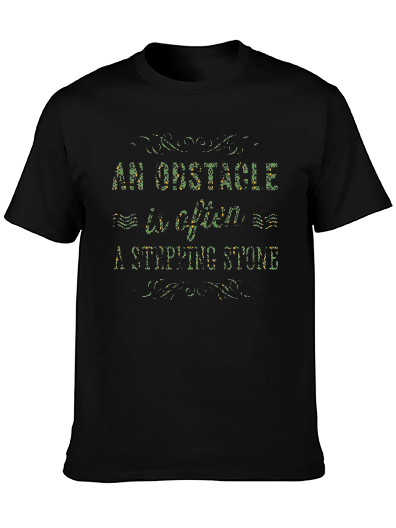 Obstacle Stepping Stone Graphic Tee - Black Cotton