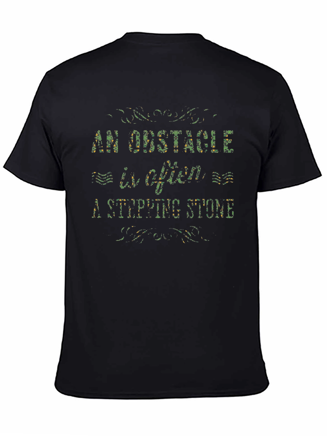 Obstacle Stepping Stone Graphic Tee - Black Cotton
