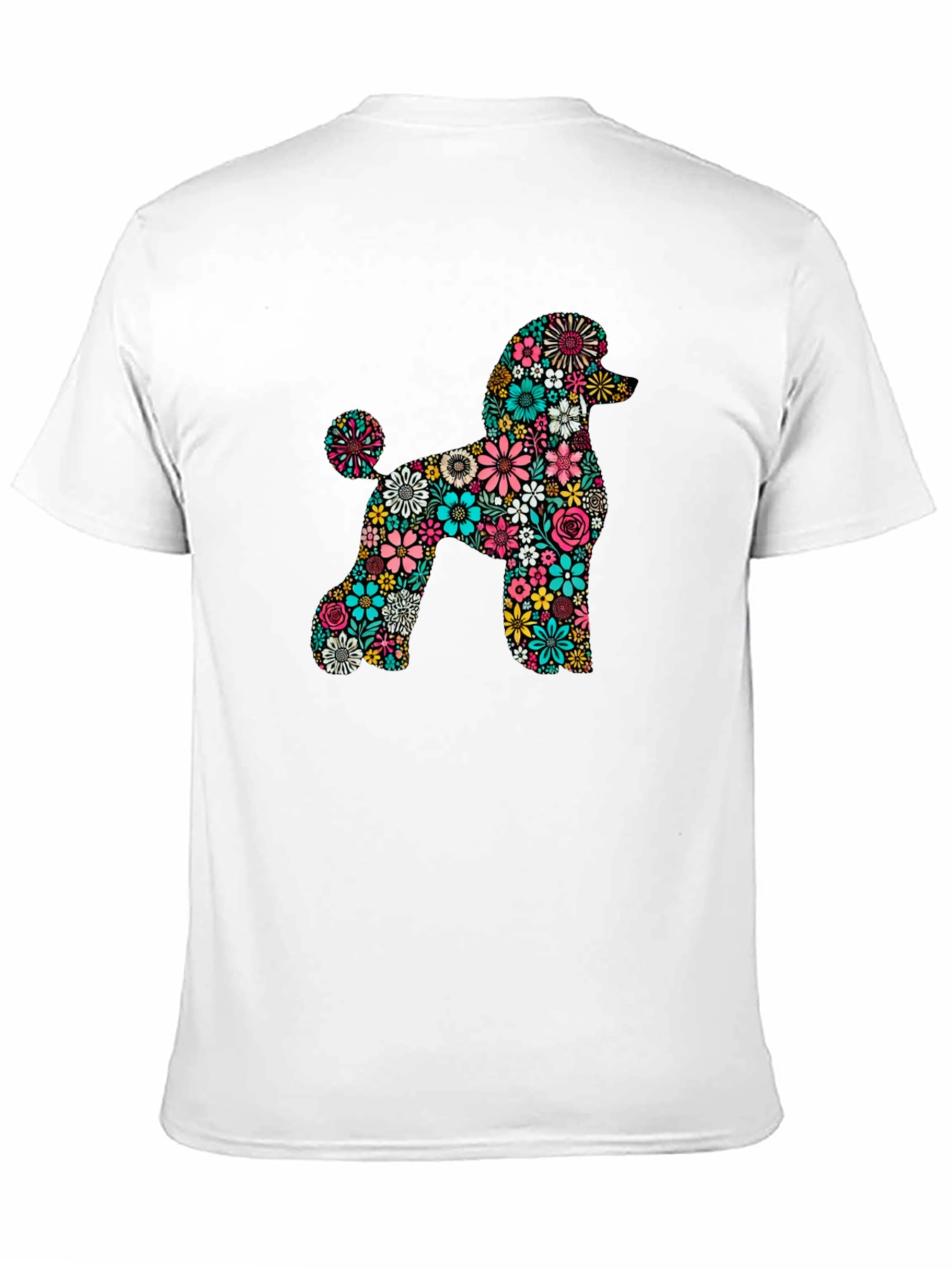 Floral Poodle Black T-Shirt
