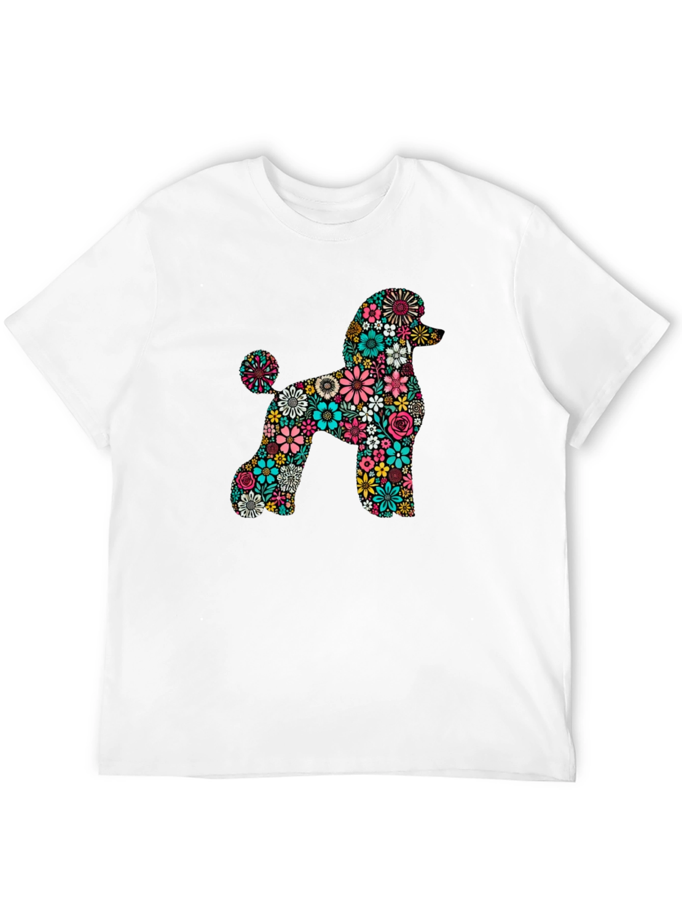 Floral Poodle Black T-Shirt