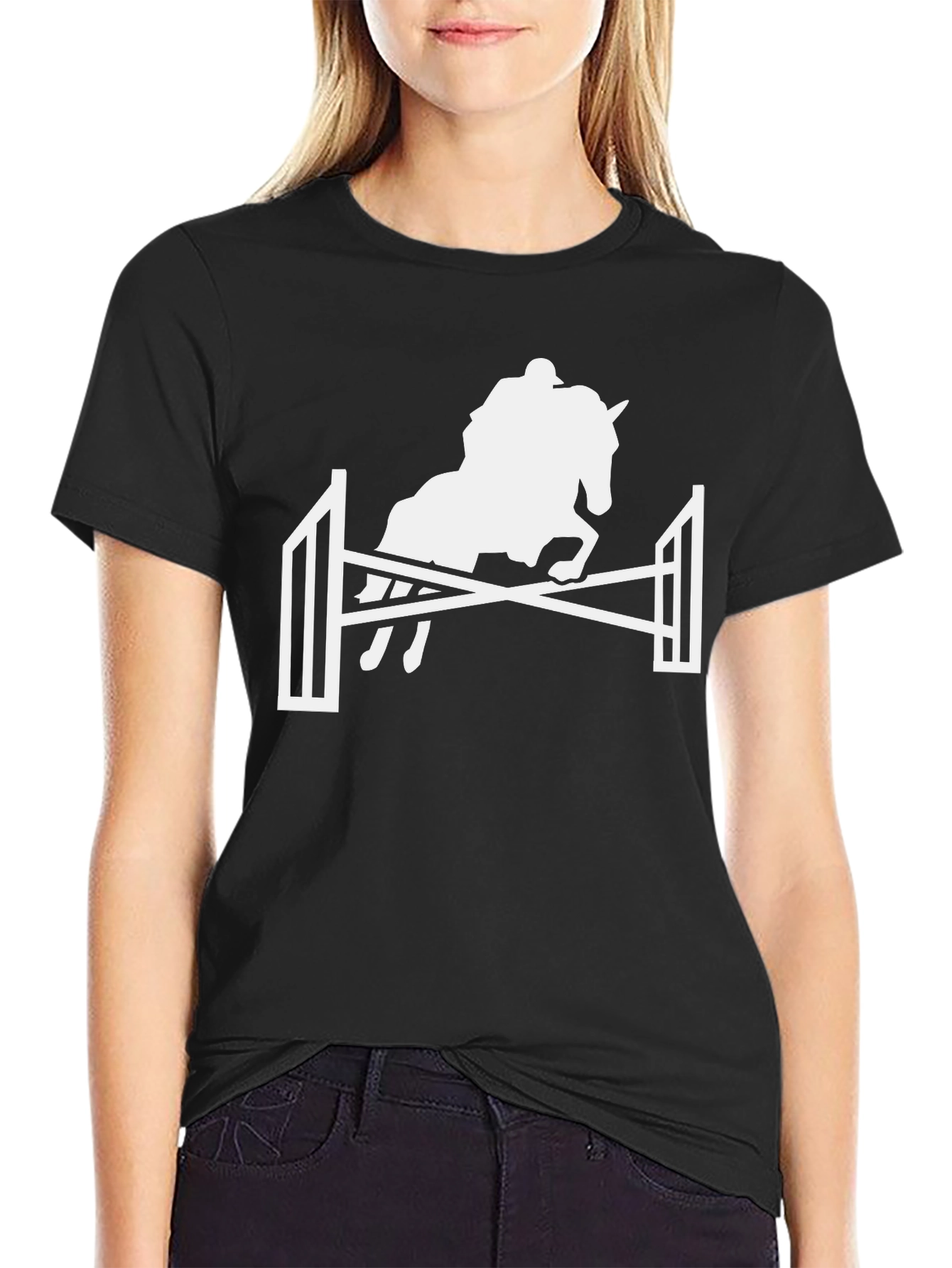 Equestrian Jumping Horse T-Shirt - Black
