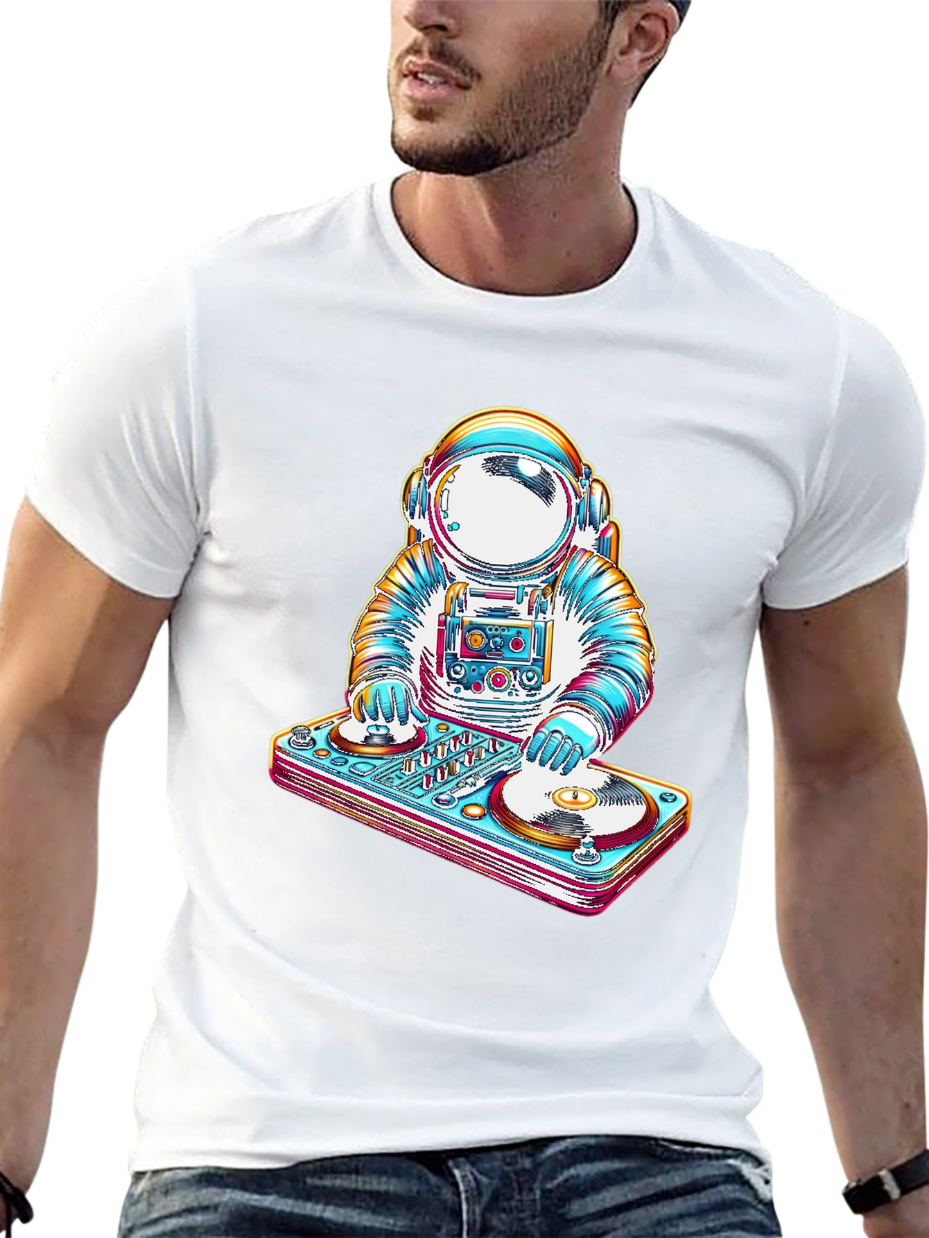 Astronaut DJ Graphic Tee - Cool Space Music T-Shirt
