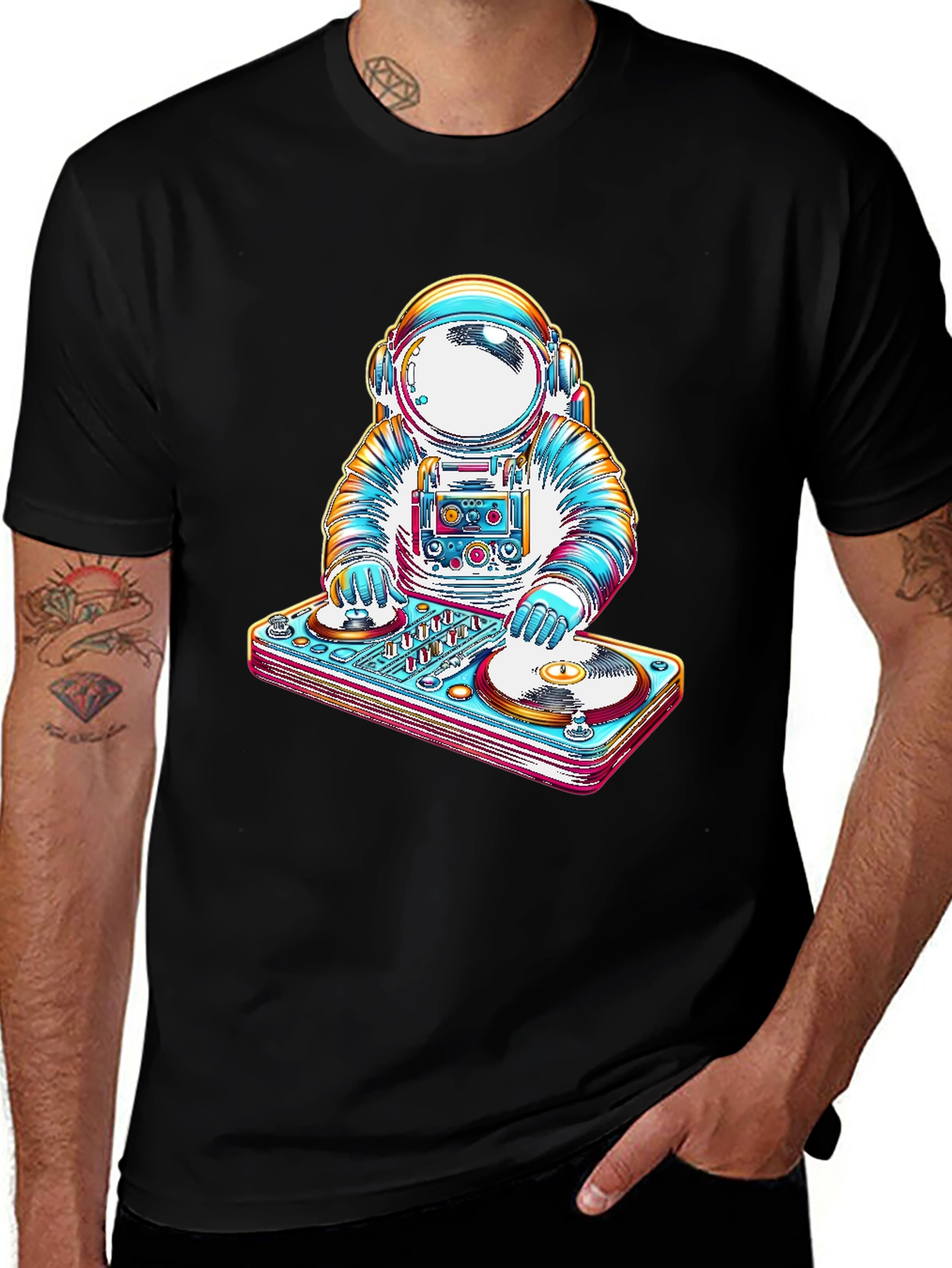 Astronaut DJ Graphic Tee - Cool Space Music T-Shirt