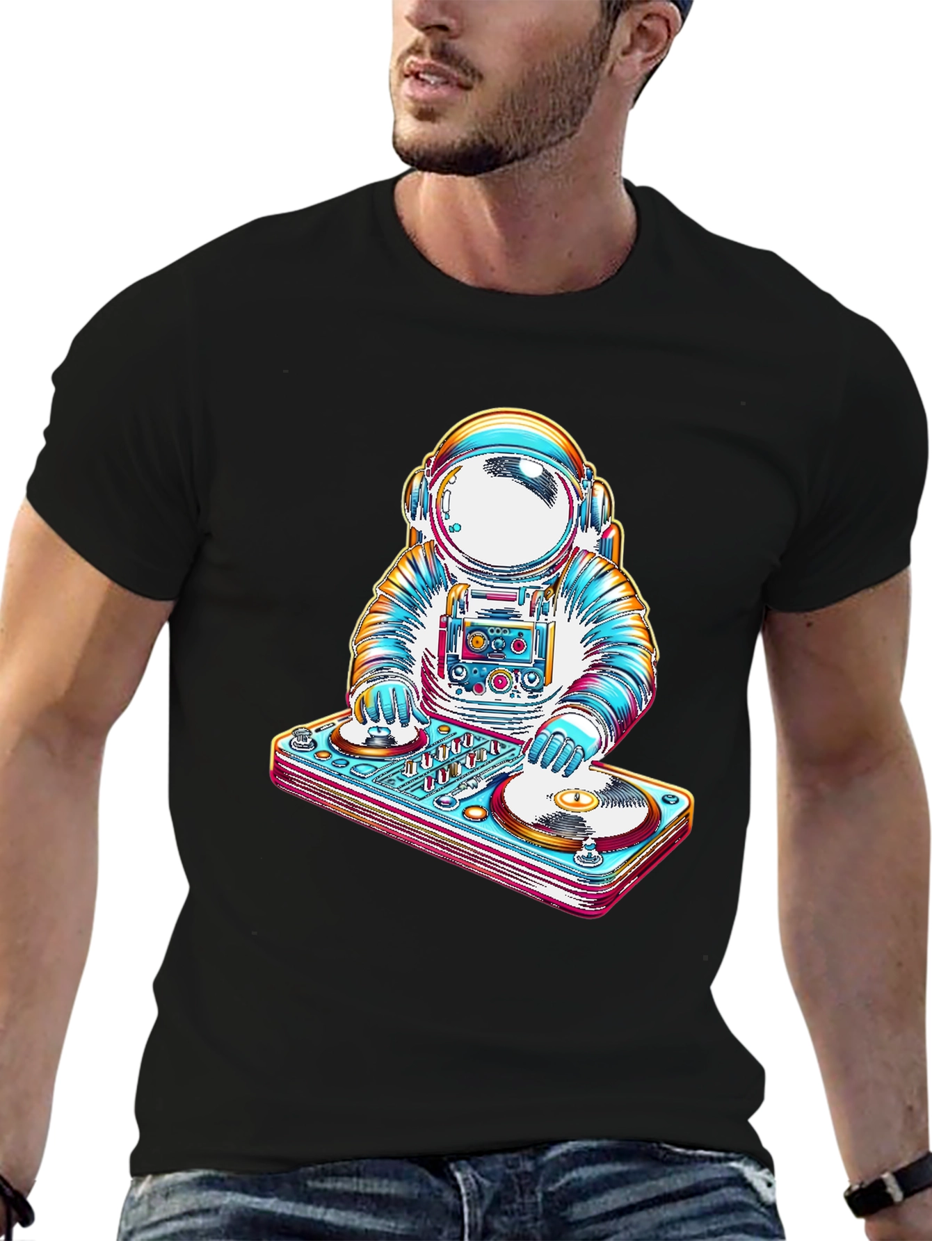 Astronaut DJ Graphic Tee - Cool Space Music T-Shirt