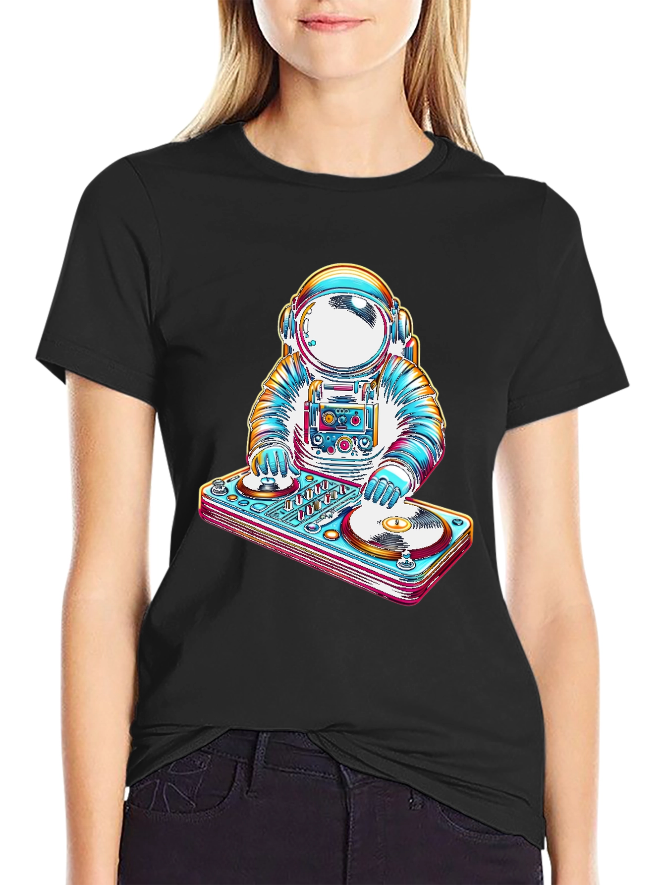 Astronaut DJ Graphic Tee - Cool Space Music T-Shirt