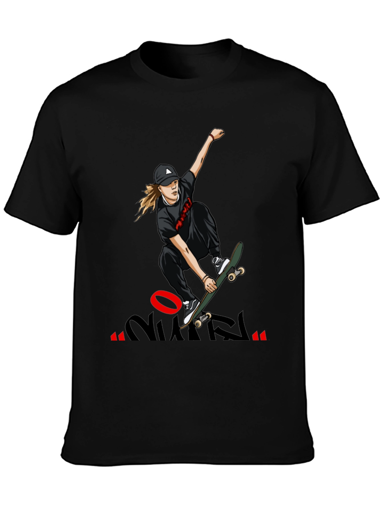 Skateboarding Graphic T-Shirt - Cool Design Black