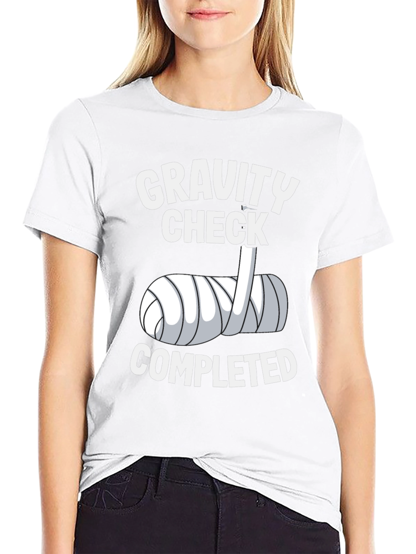 Gravity Check Completed Arm Cast Humor T-Shirt