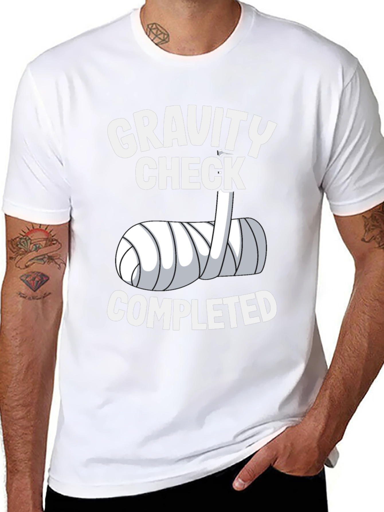 Gravity Check Completed Arm Cast Humor T-Shirt