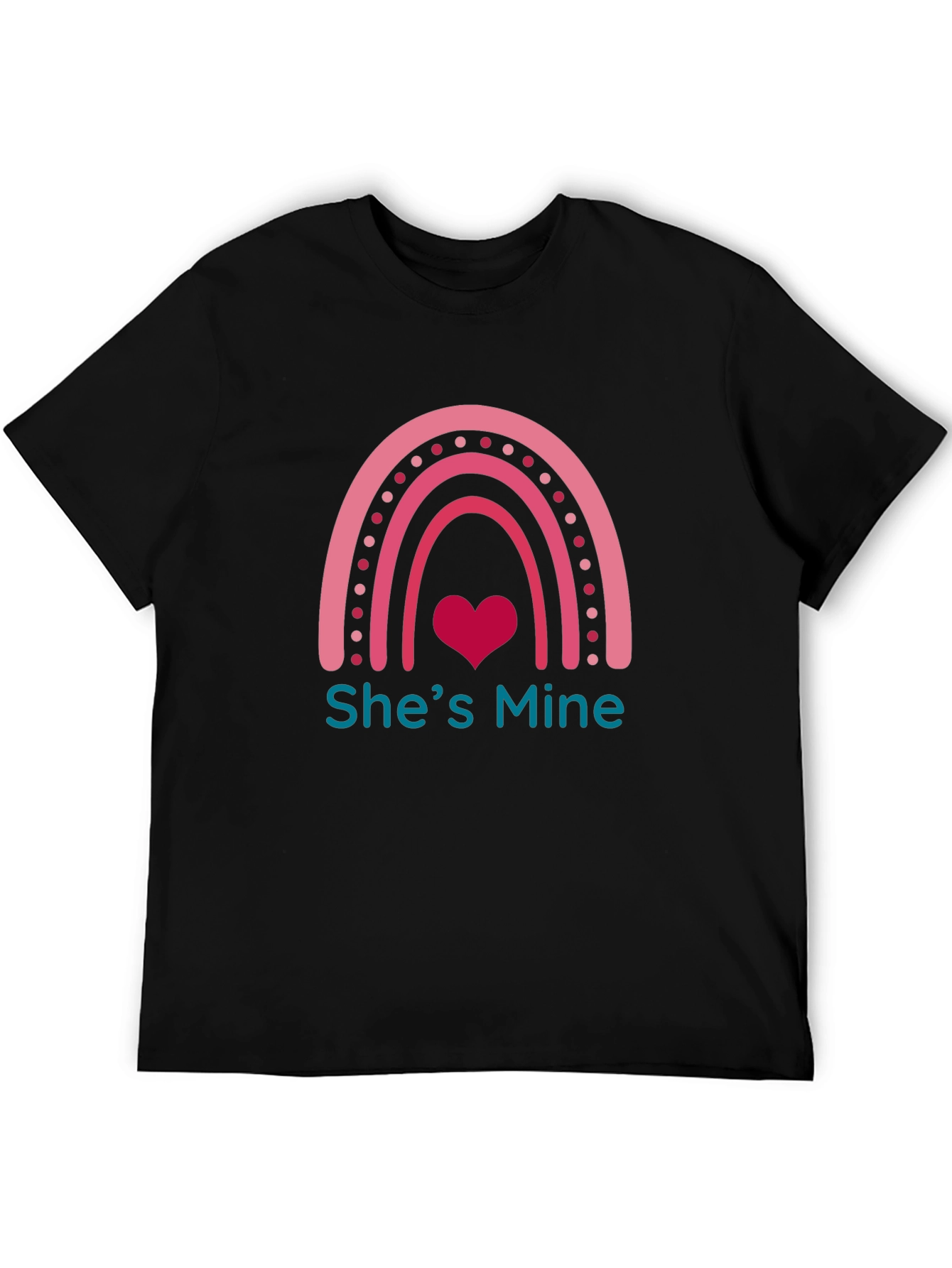 Shes Mine Graphic Tee - Romantic Rainbow Heart