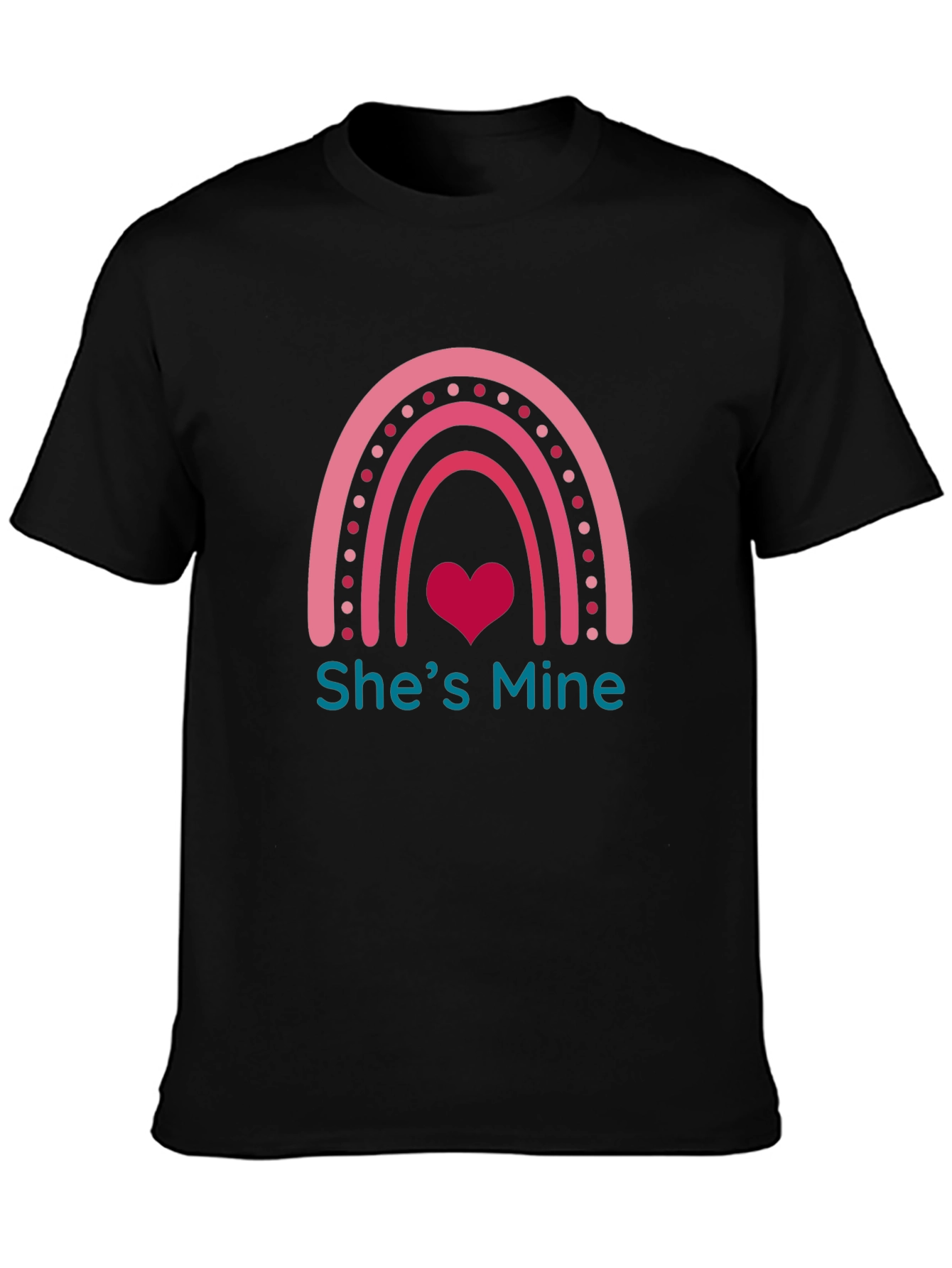 Shes Mine Graphic Tee - Romantic Rainbow Heart
