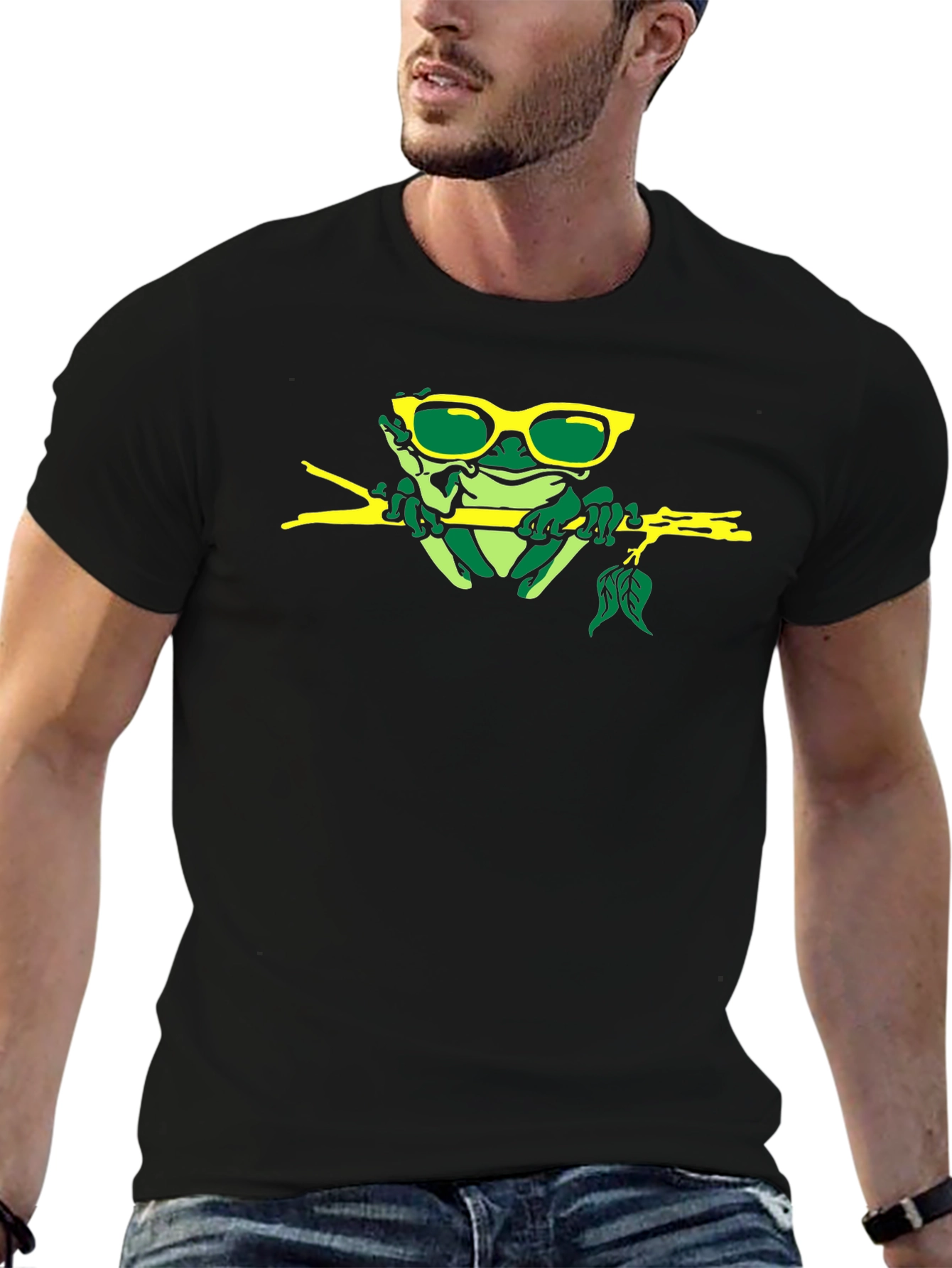 Cool Frog on a Branch Graphic Tee