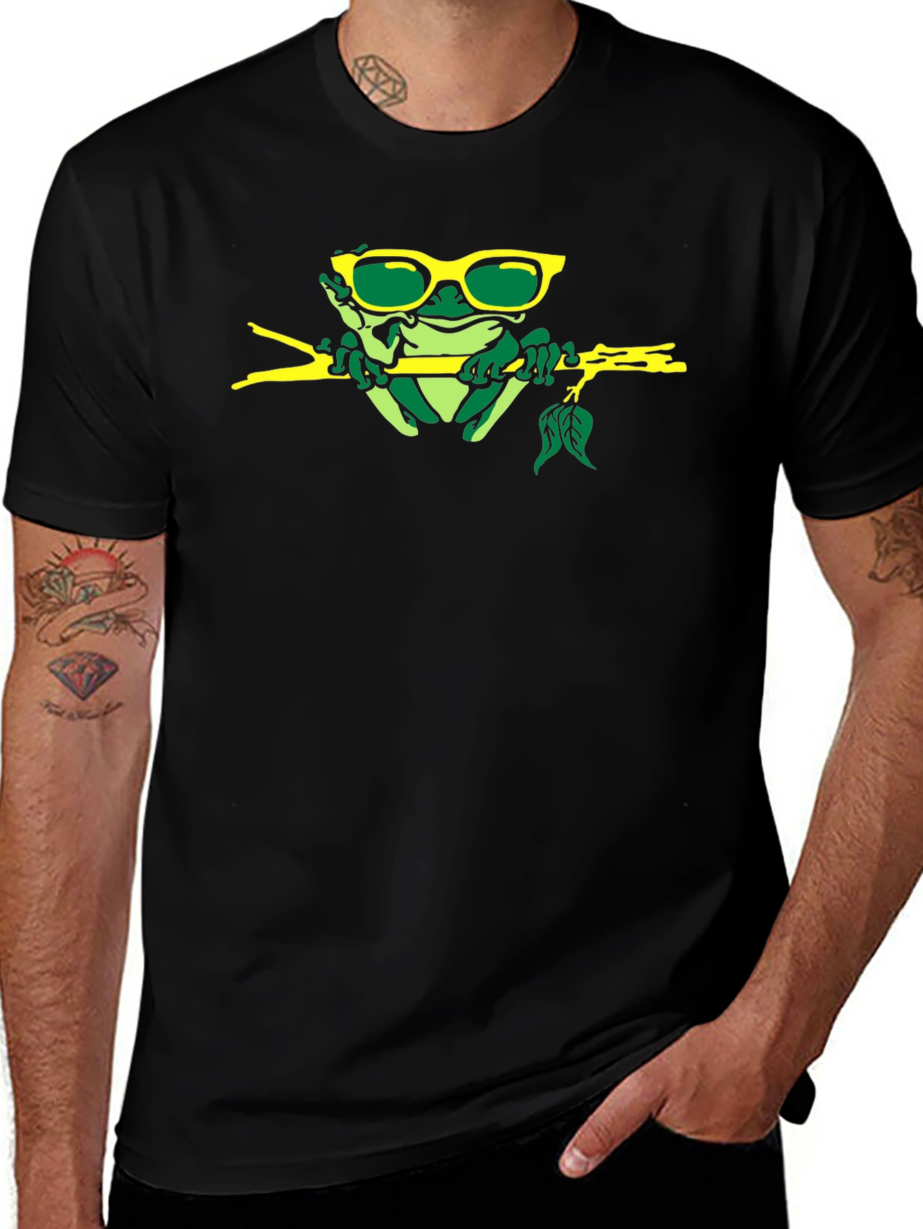 Cool Frog on a Branch Graphic Tee