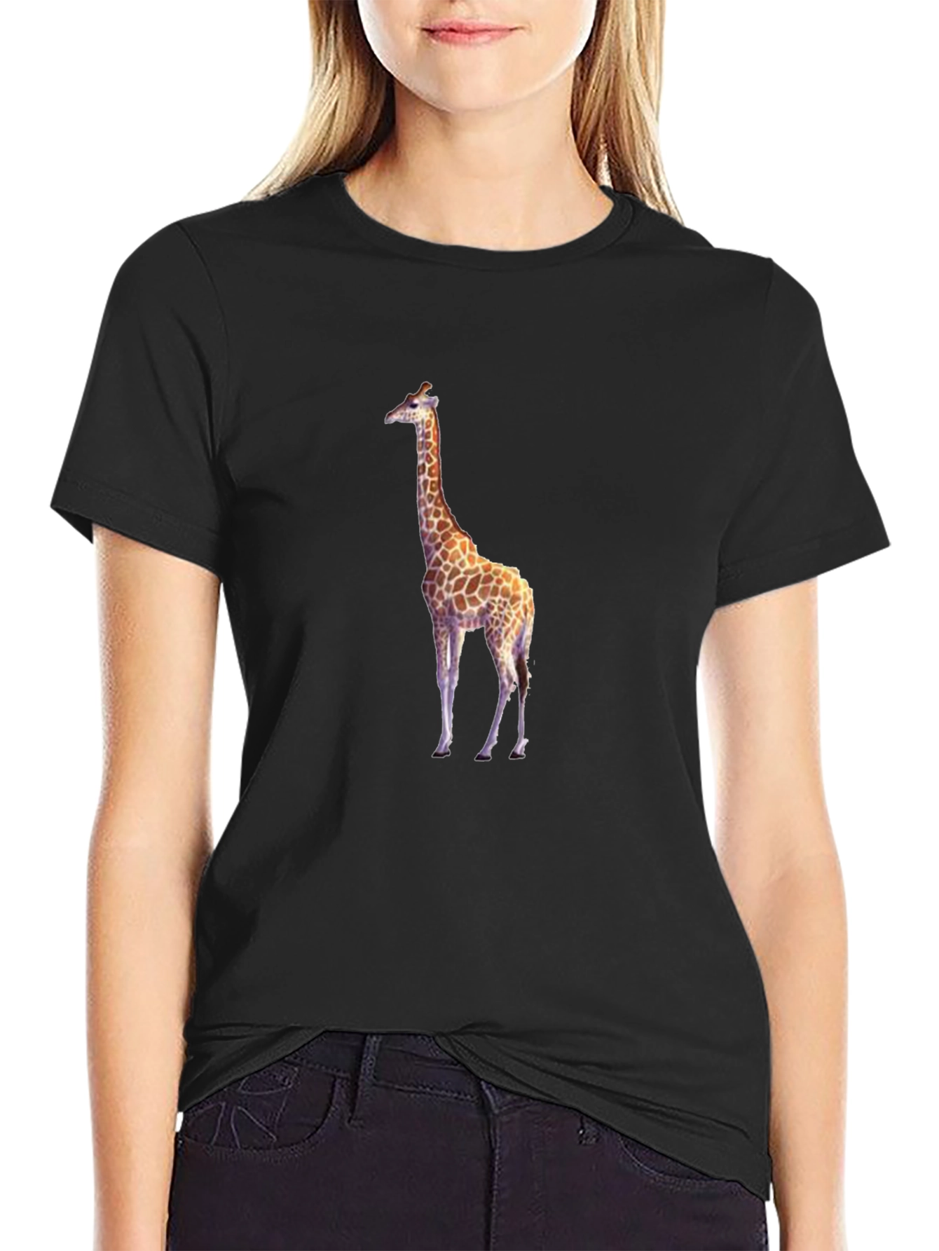 Giraffe Graphic Black T-Shirt