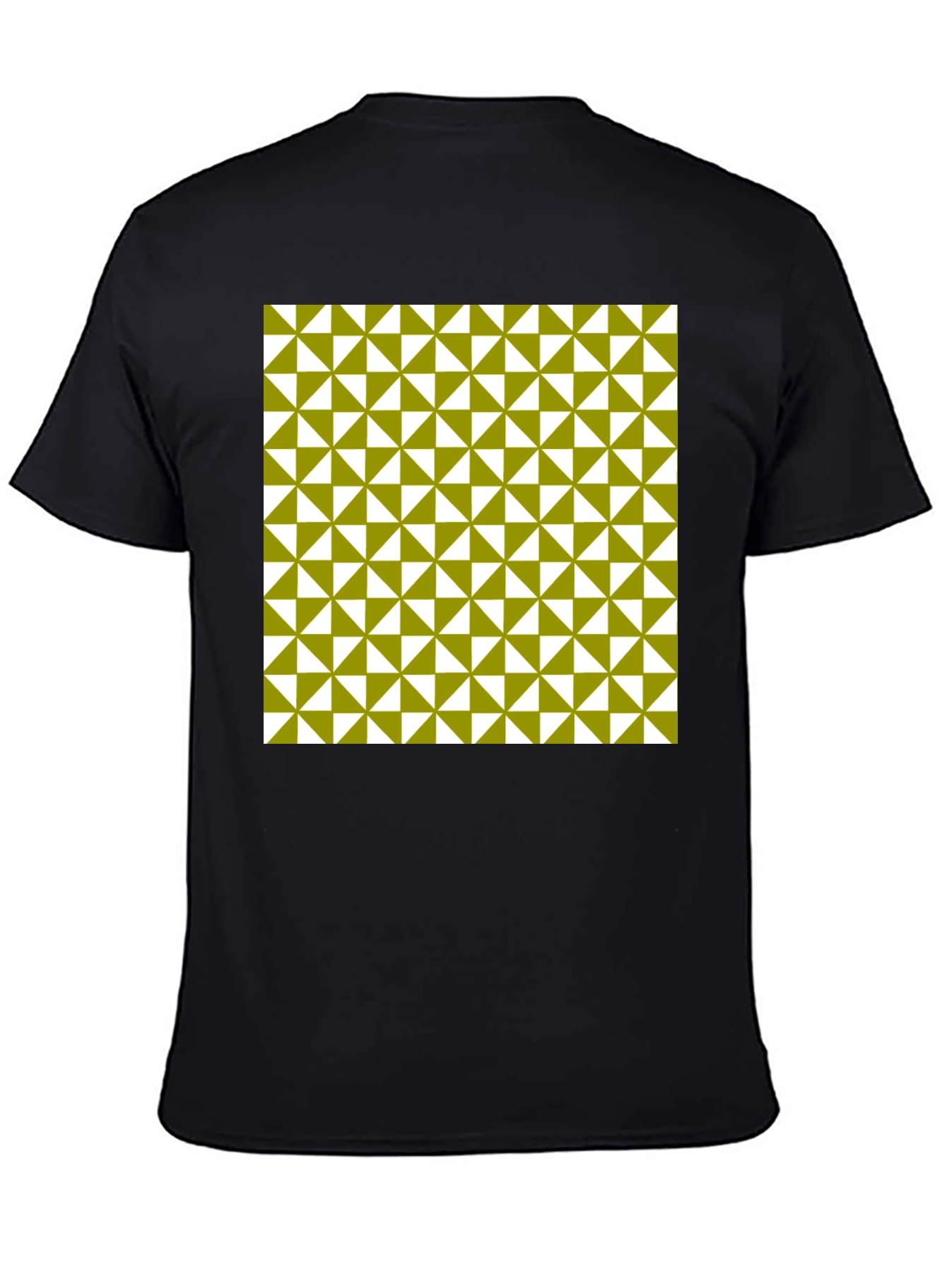 Geometric Triangle Pattern Black T-Shirt