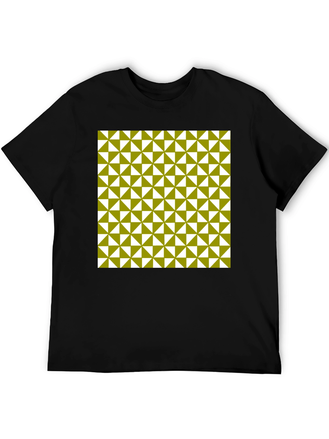 Geometric Triangle Pattern Black T-Shirt