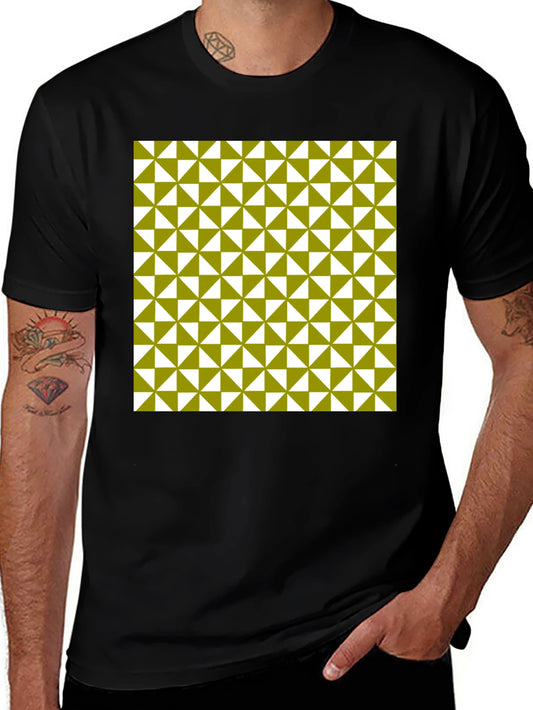 Geometric Triangle Pattern Black T-Shirt
