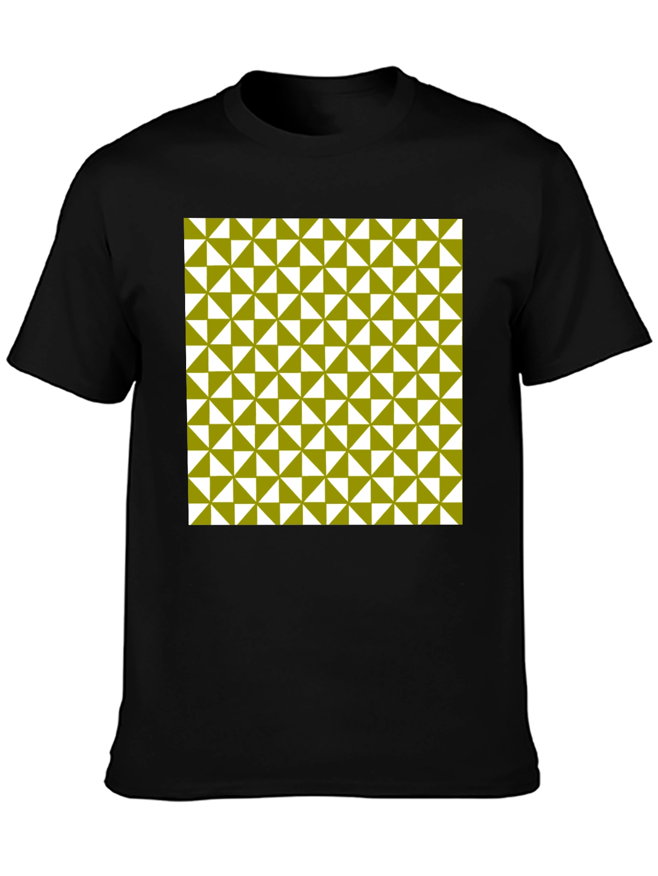 Geometric Triangle Pattern Black T-Shirt