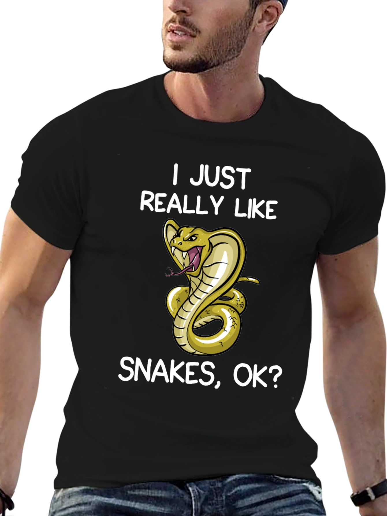 I Just Really Like Snakes OK? Black T-Shirt