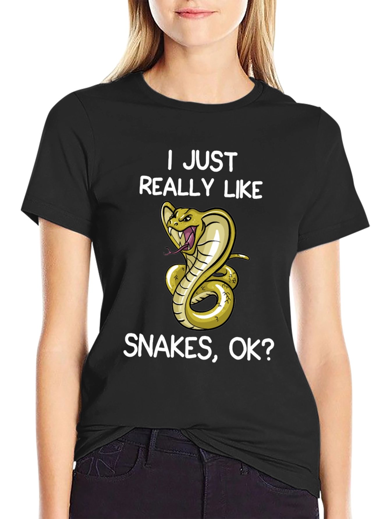 I Just Really Like Snakes OK? Black T-Shirt