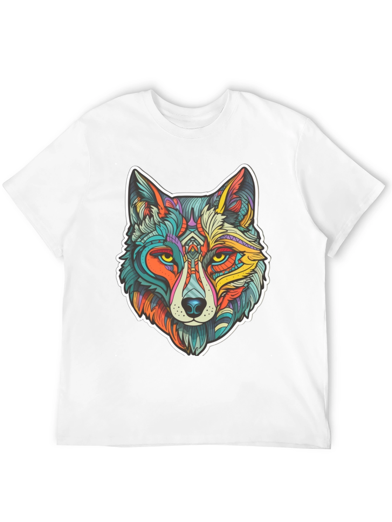 Wolf Art Graphic Print Black T-Shirt