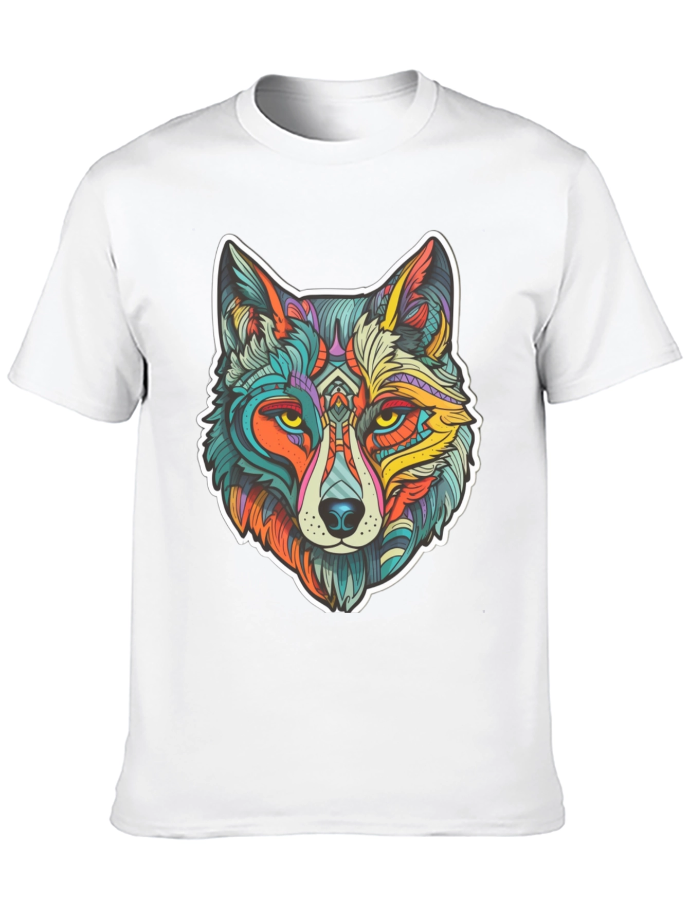 Wolf Art Graphic Print Black T-Shirt