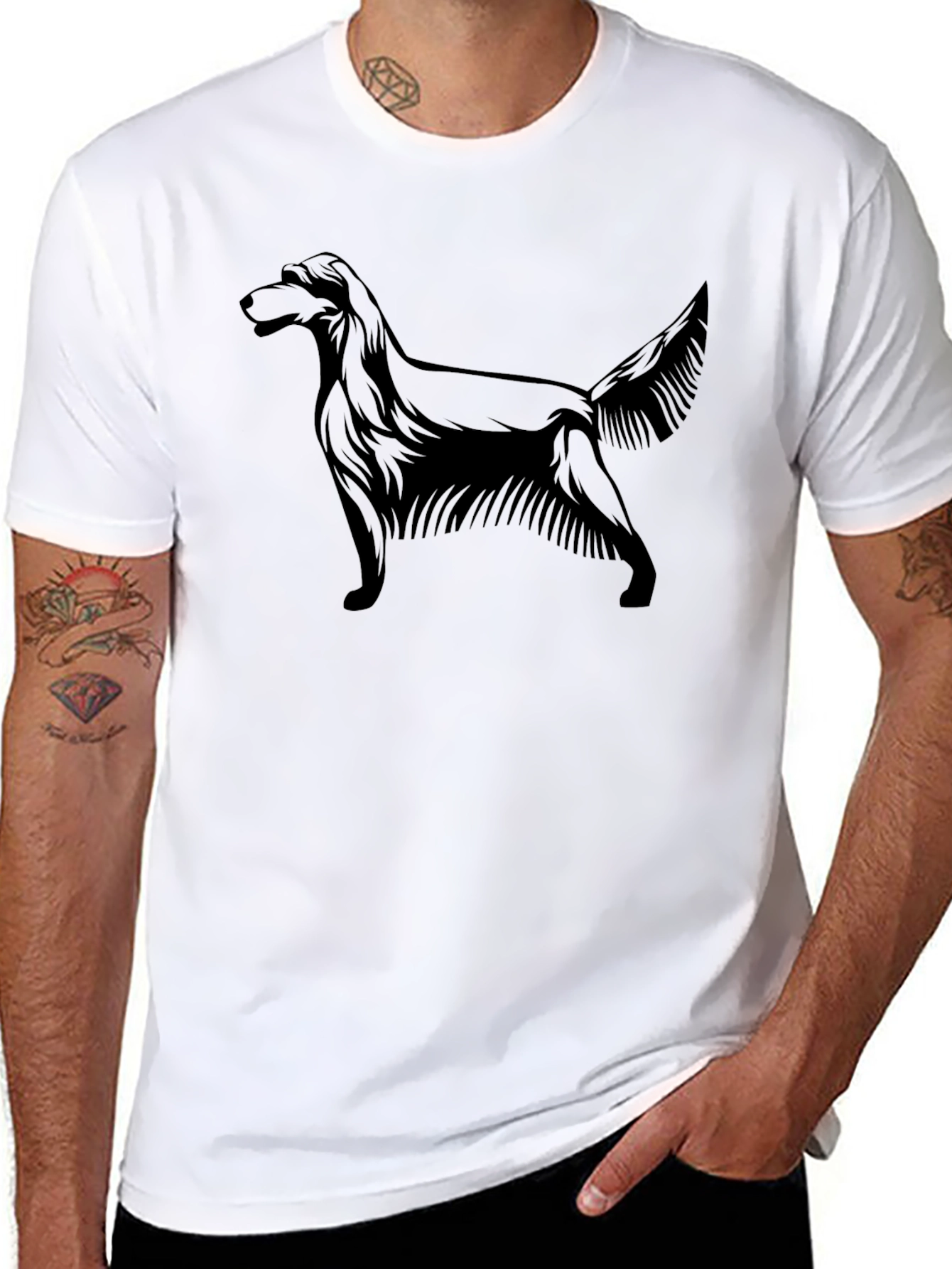 Black Dog Silhouette Graphic T-Shirt - Mens