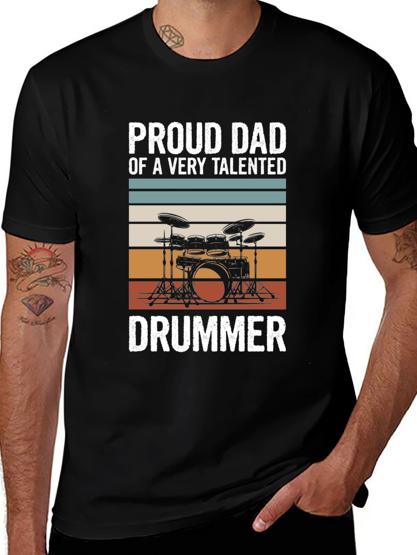 Proud Dad Drummer T-Shirt - Musical Parent Tee