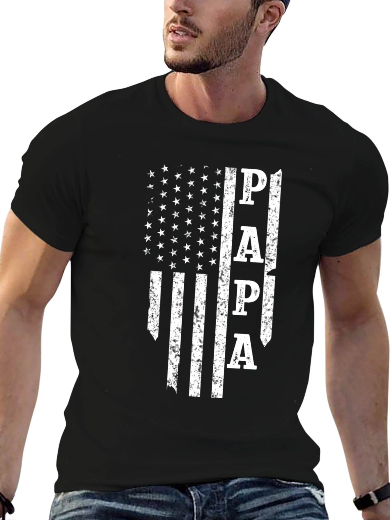 Patriotic PAPA American Flag T-Shirt
