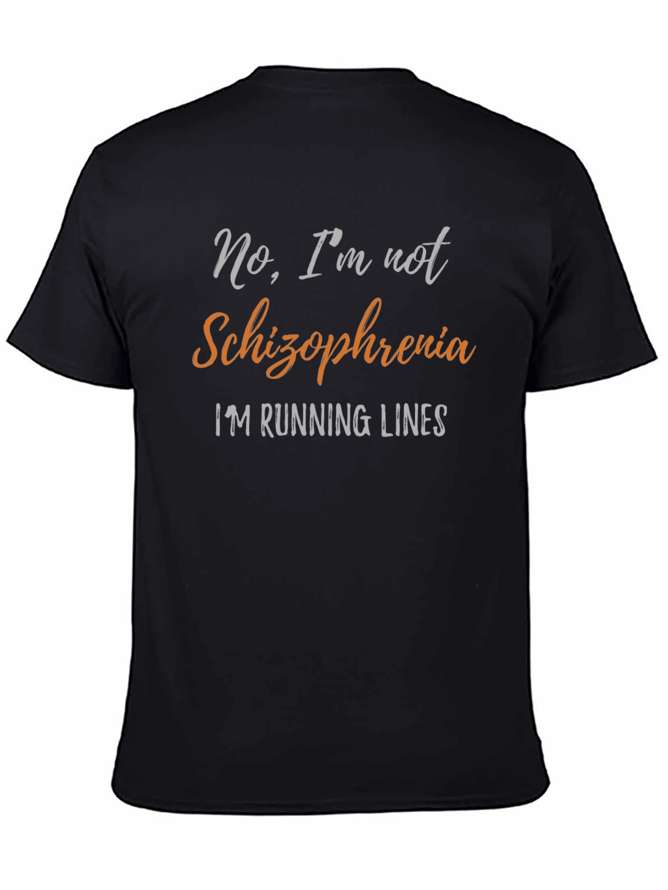 Funny Schizophrenia Running Lines Black T-Shirt