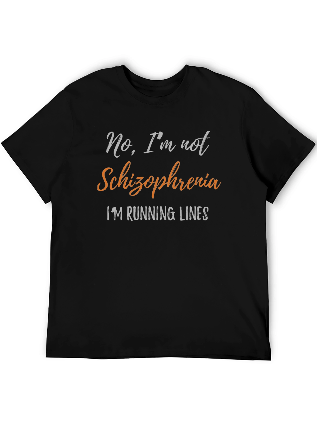 Funny Schizophrenia Running Lines Black T-Shirt