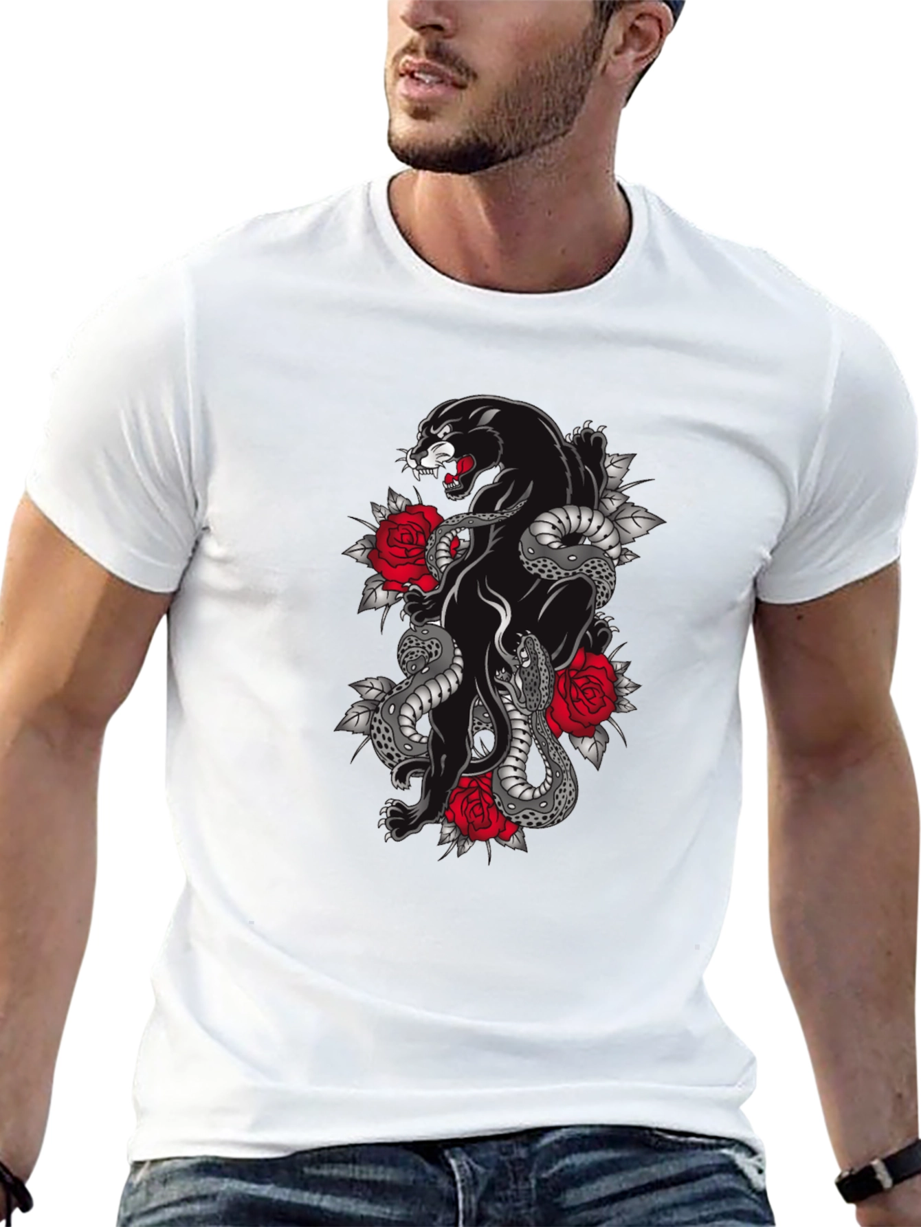 Panther & Snake Graphic T-Shirt