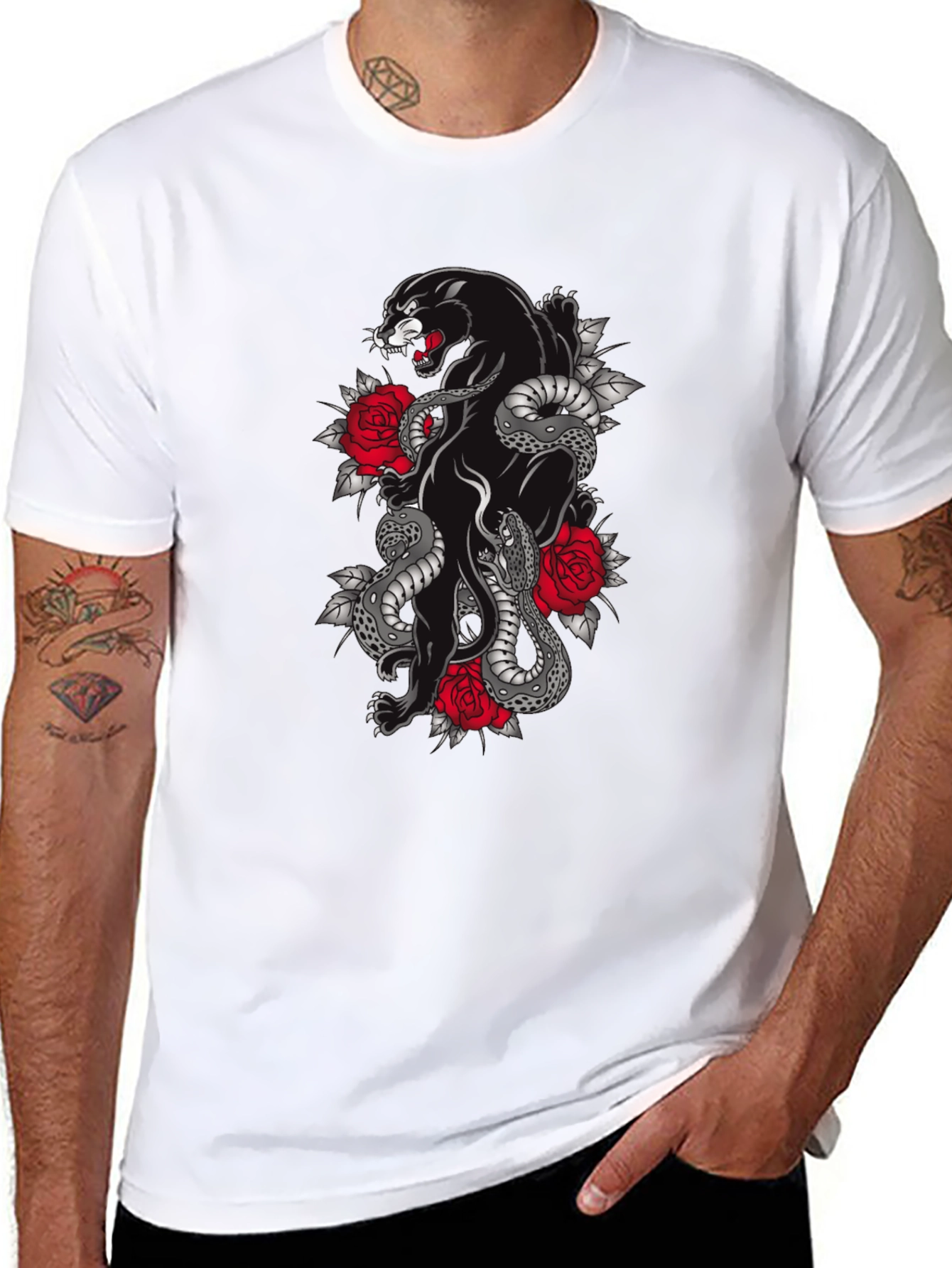 Panther & Snake Graphic T-Shirt