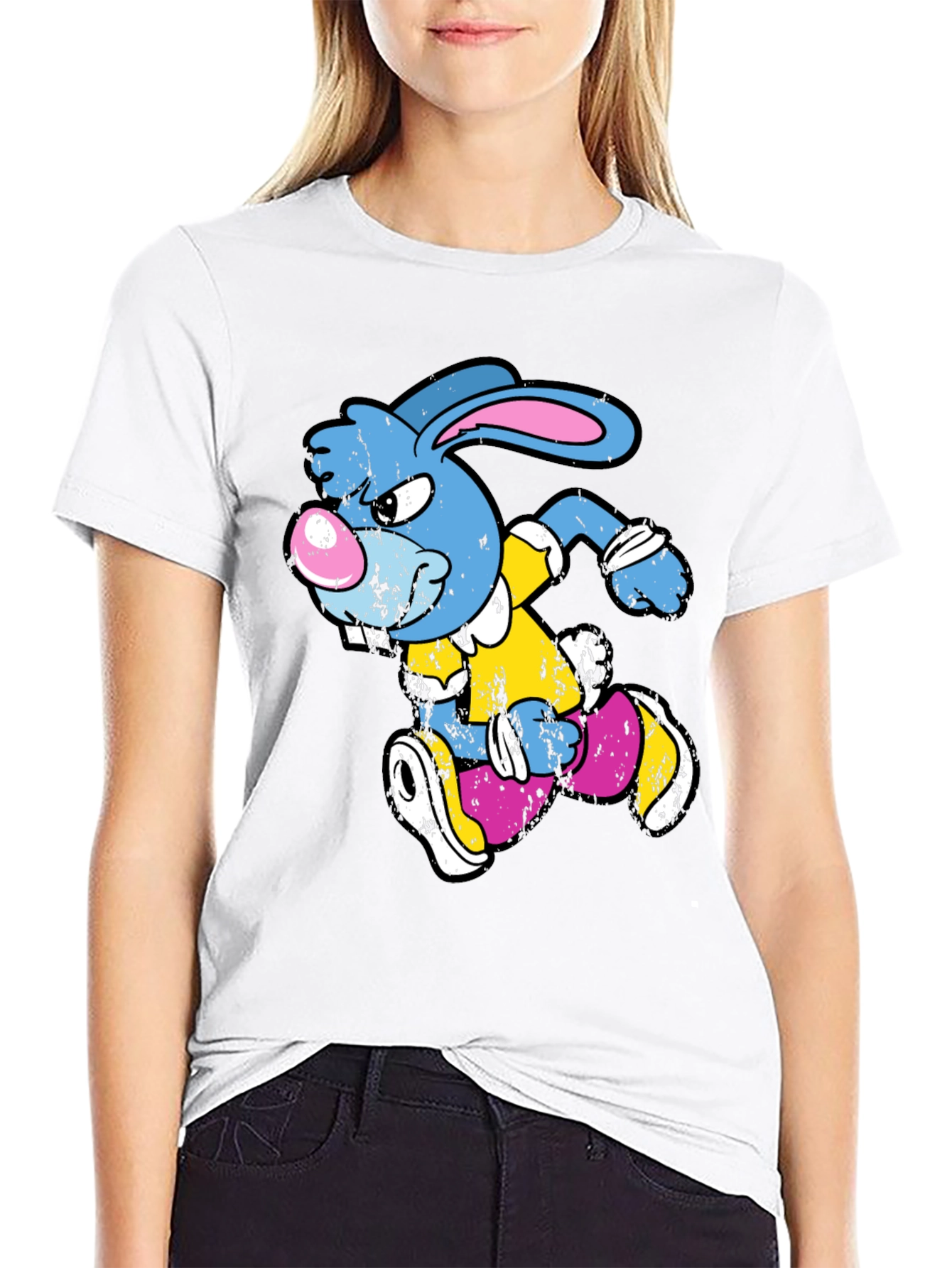 Running Rabbit Graphic T-Shirt - Black Cotton Tee