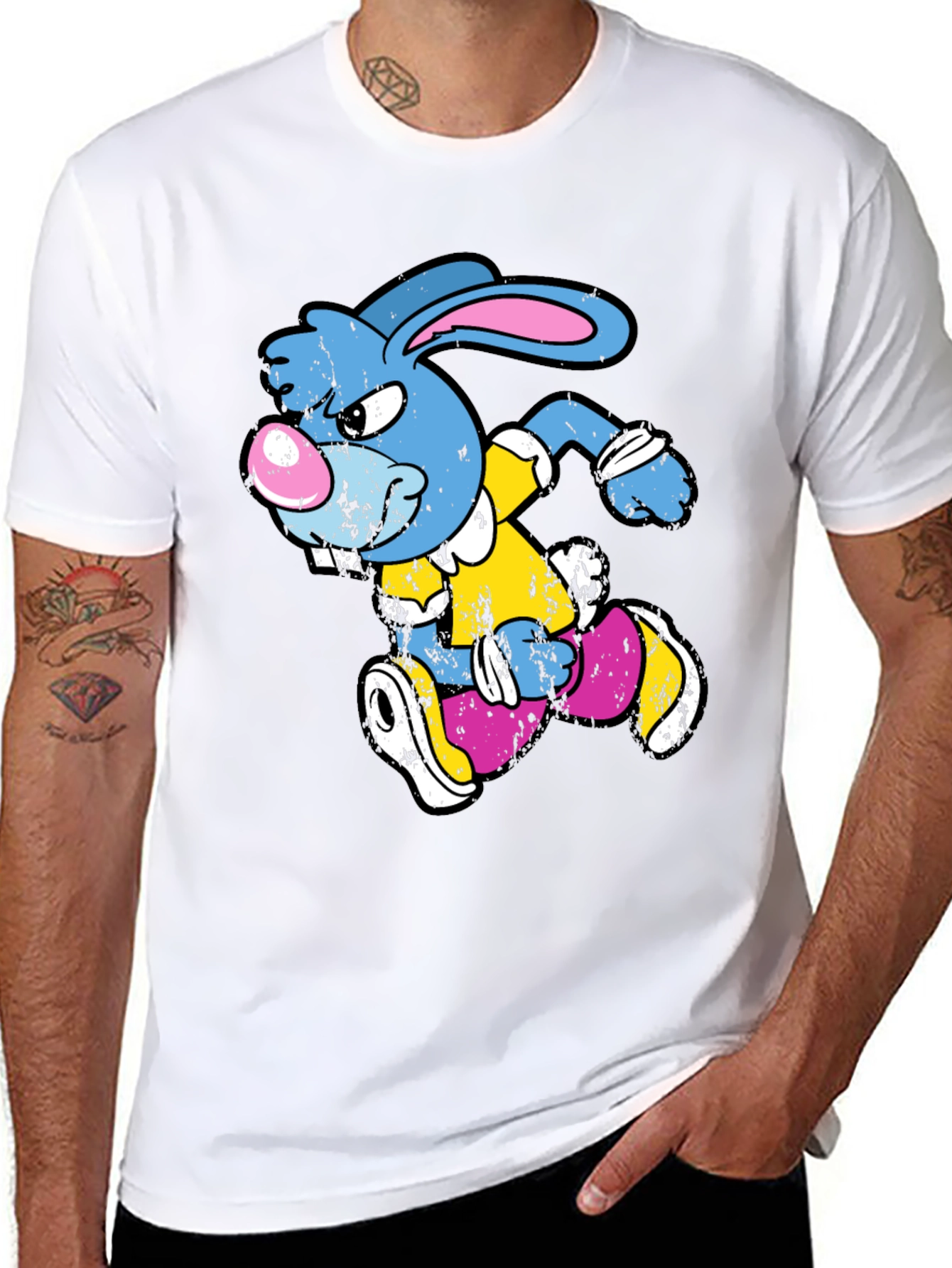Running Rabbit Graphic T-Shirt - Black Cotton Tee
