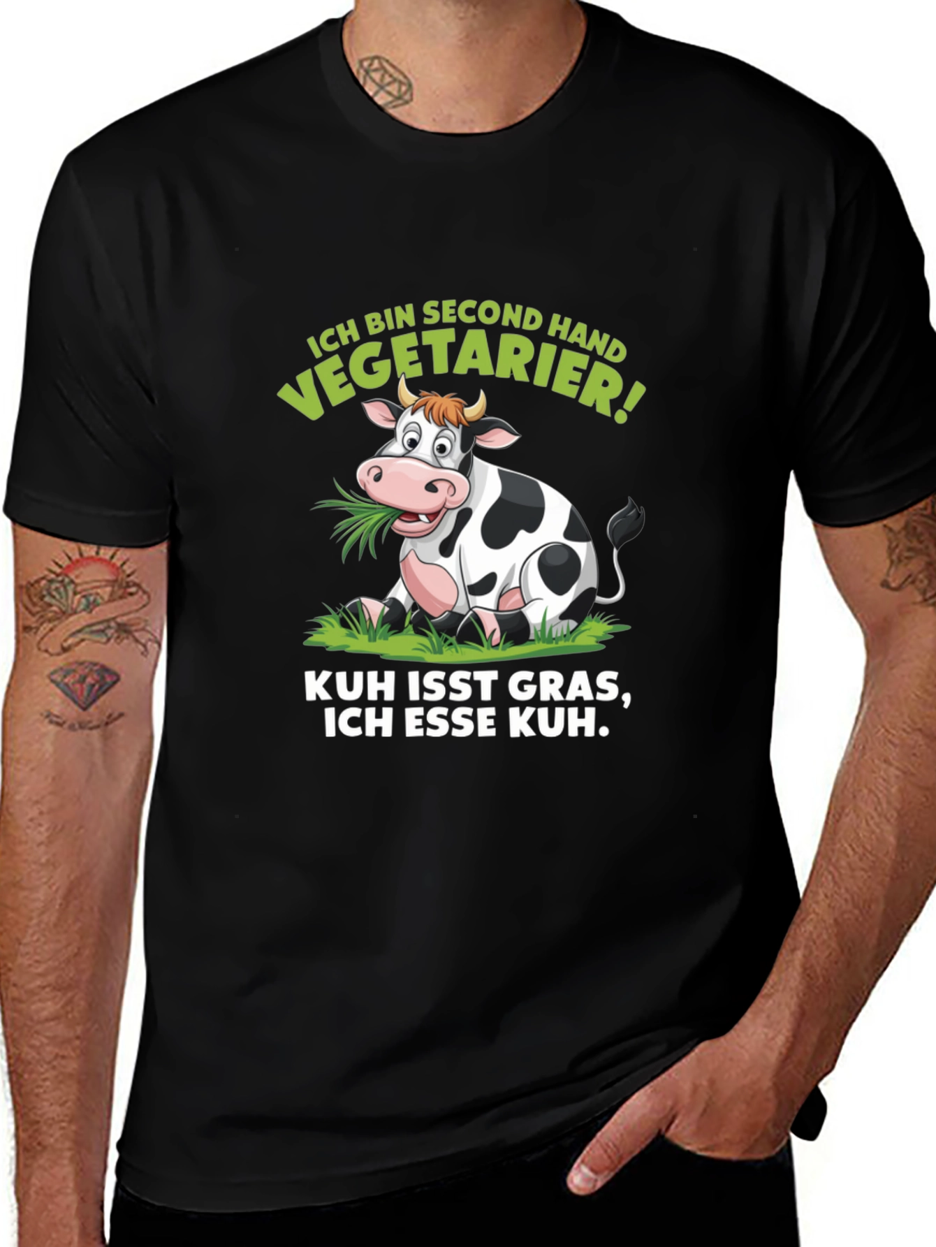 Second-Hand Vegetarian T-Shirt - Cow Design