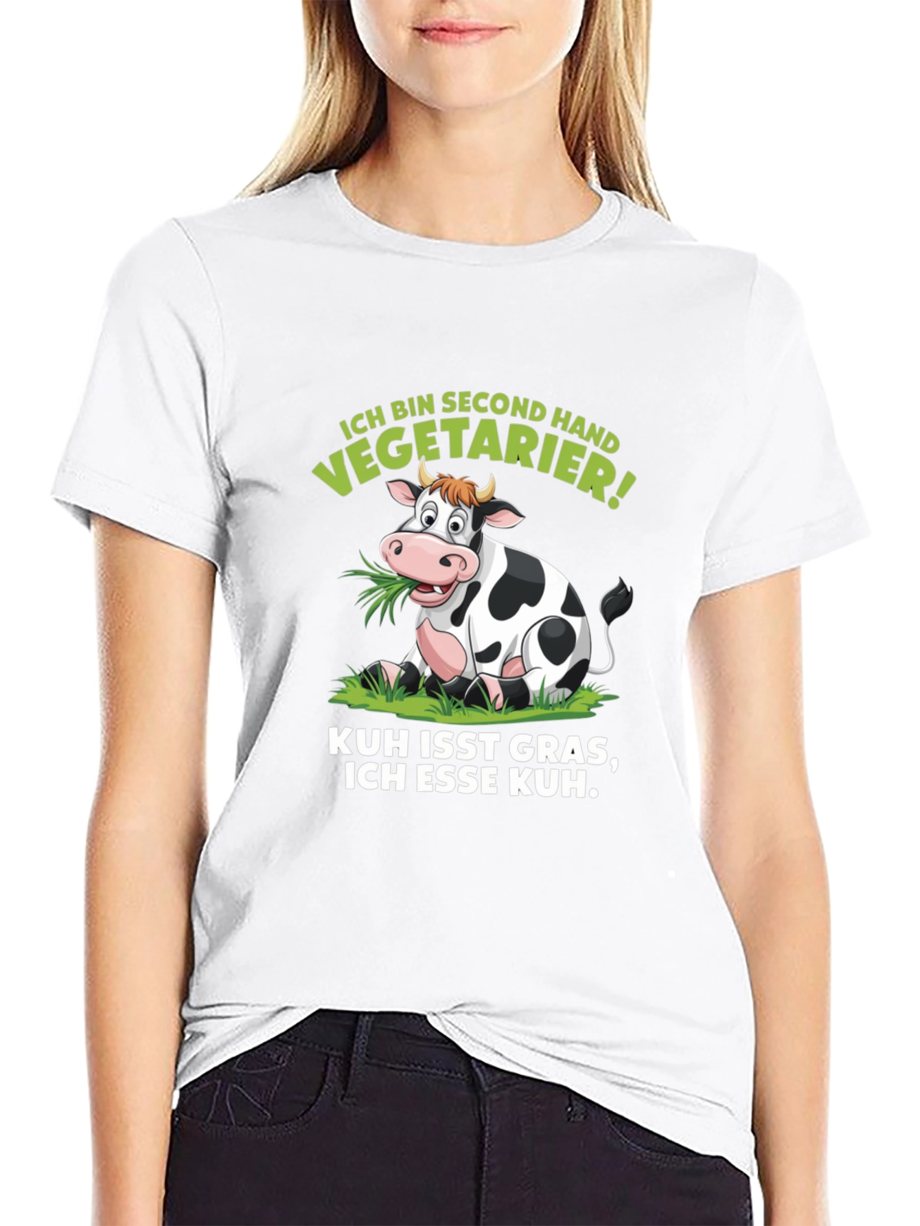 Second-Hand Vegetarian T-Shirt - Cow Design