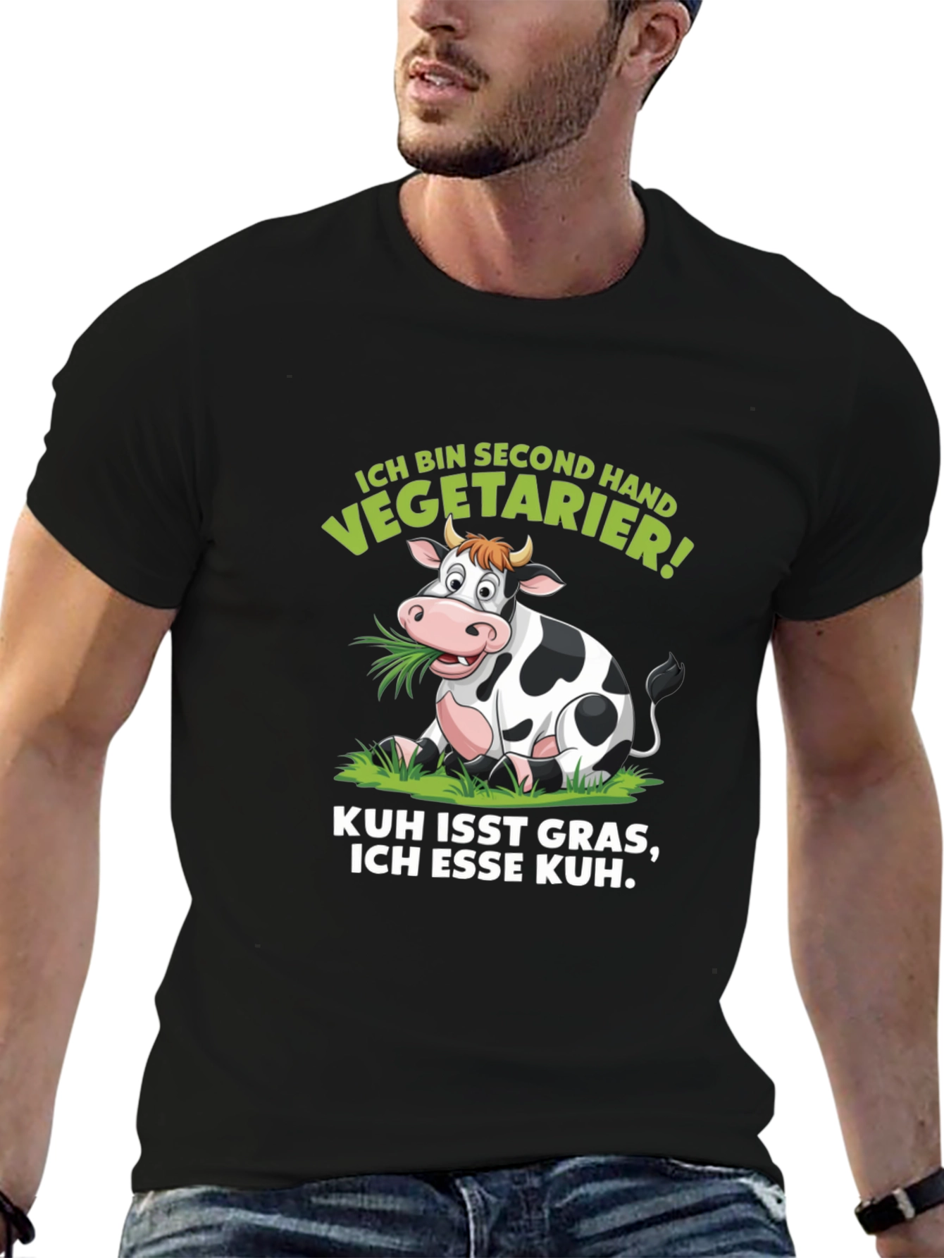 Second-Hand Vegetarian T-Shirt - Cow Design